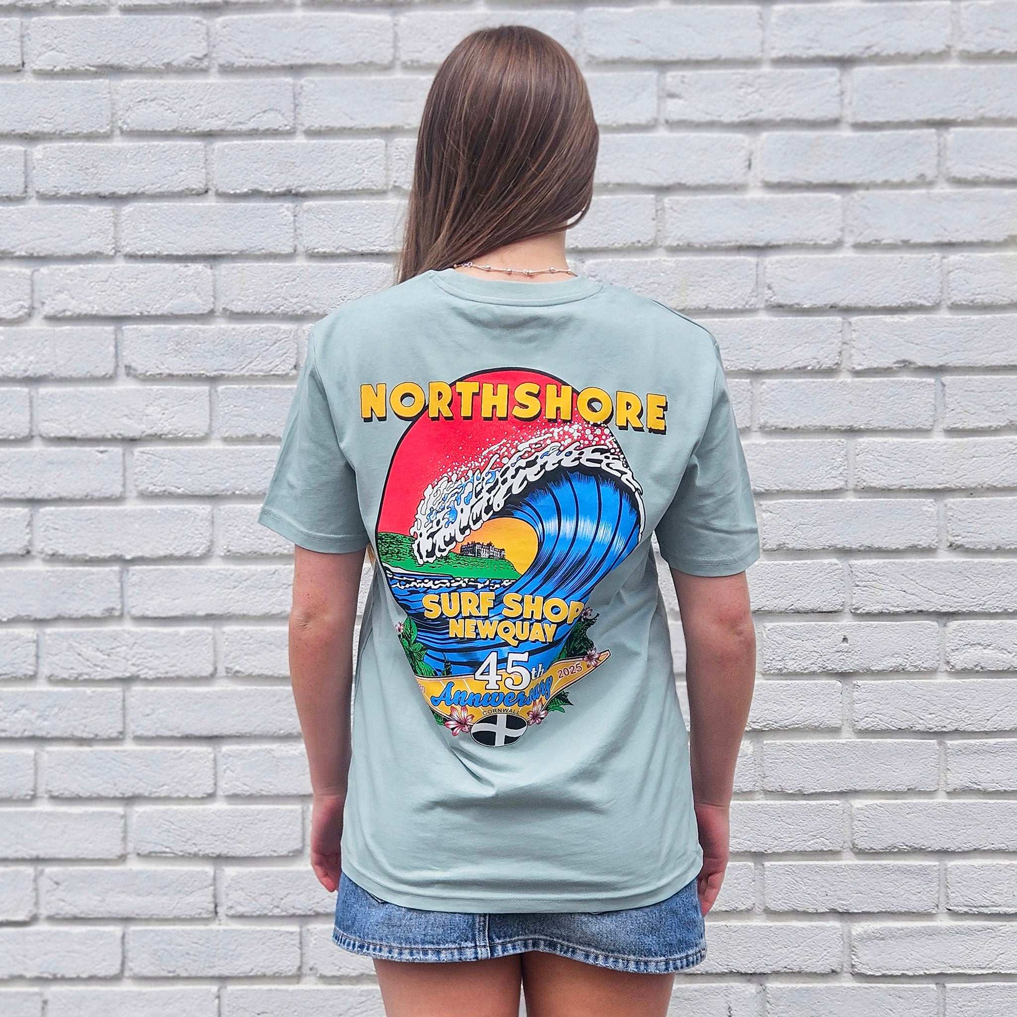 45th Anniversary T-shirt-Aloe/Multi | Northshore Surf Shop | T Shirt - Northshore Newquay - Surf/Skate