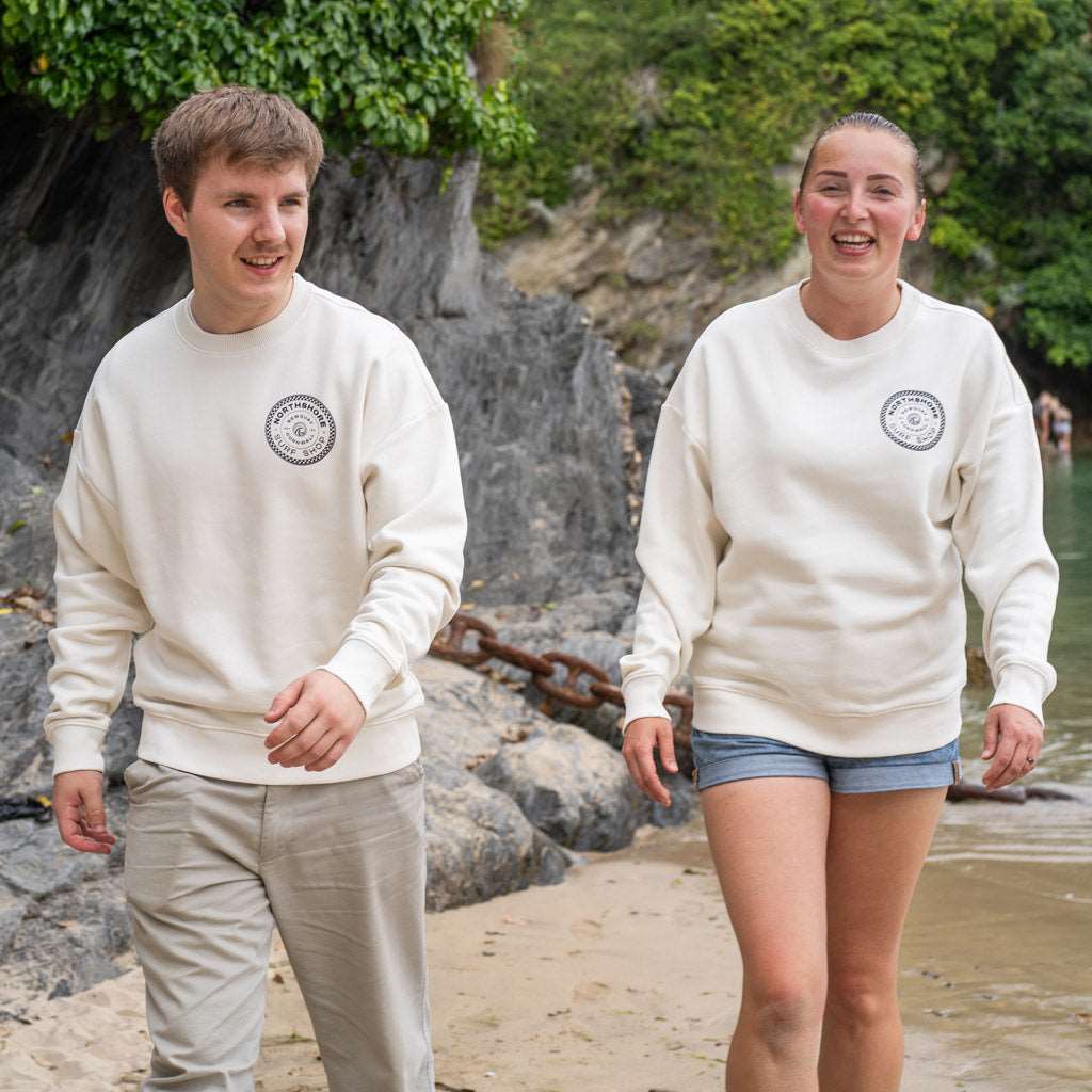 Checkered Crew | Ivory | Northshore Surf Shop | Sweatshirt - Northshore Newquay - Surf/Skate