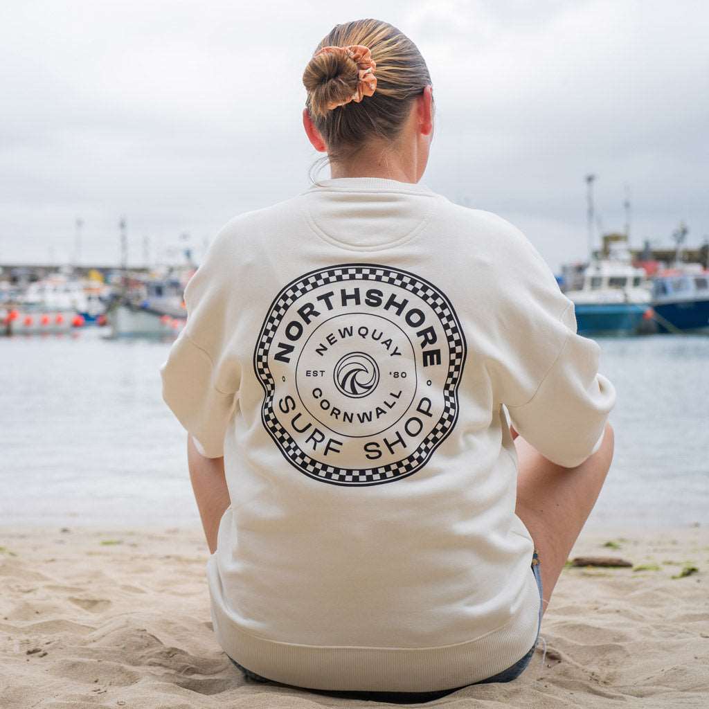 Checkered Crew | Ivory | Northshore Surf Shop | Sweatshirt - Northshore Newquay - Surf/Skate