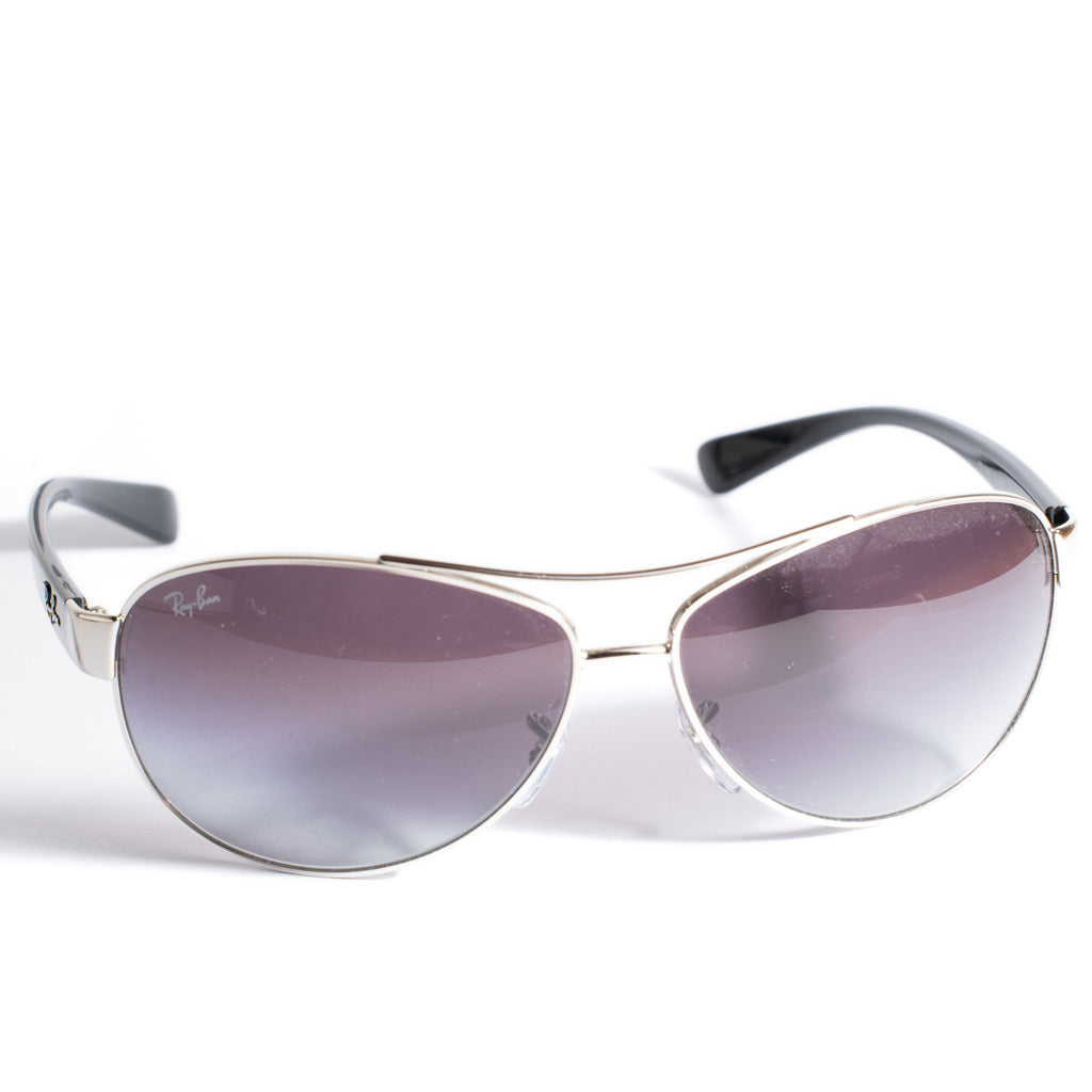 Ray Ban Pilot Sunglasses-Polished Silver Light Gradient Dark Grey Lens | Ray Ban | Sunglasses