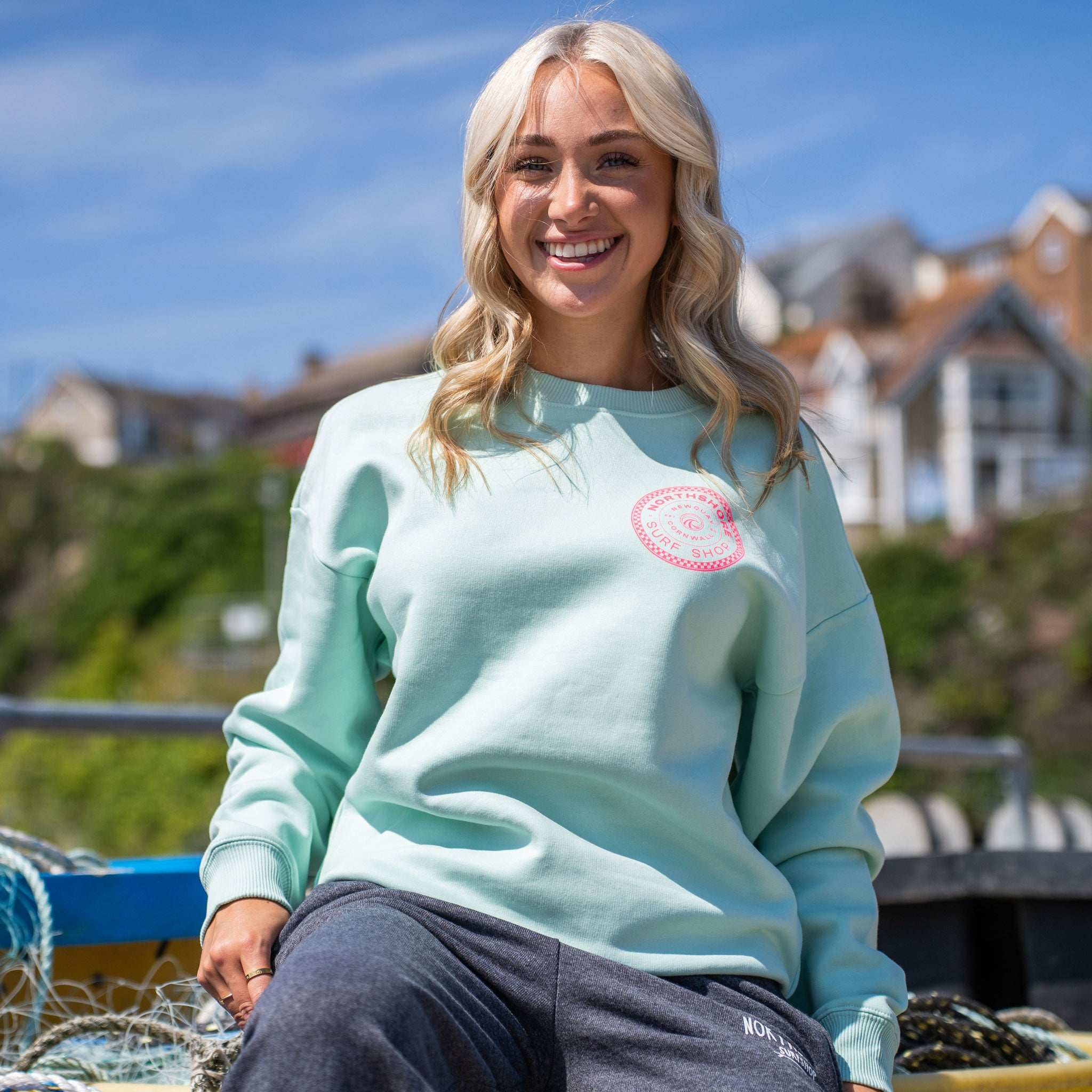 Checkered Crew | Brook Green | Northshore Surf Shop | Sweatshirt - Northshore Newquay - Surf/Skate