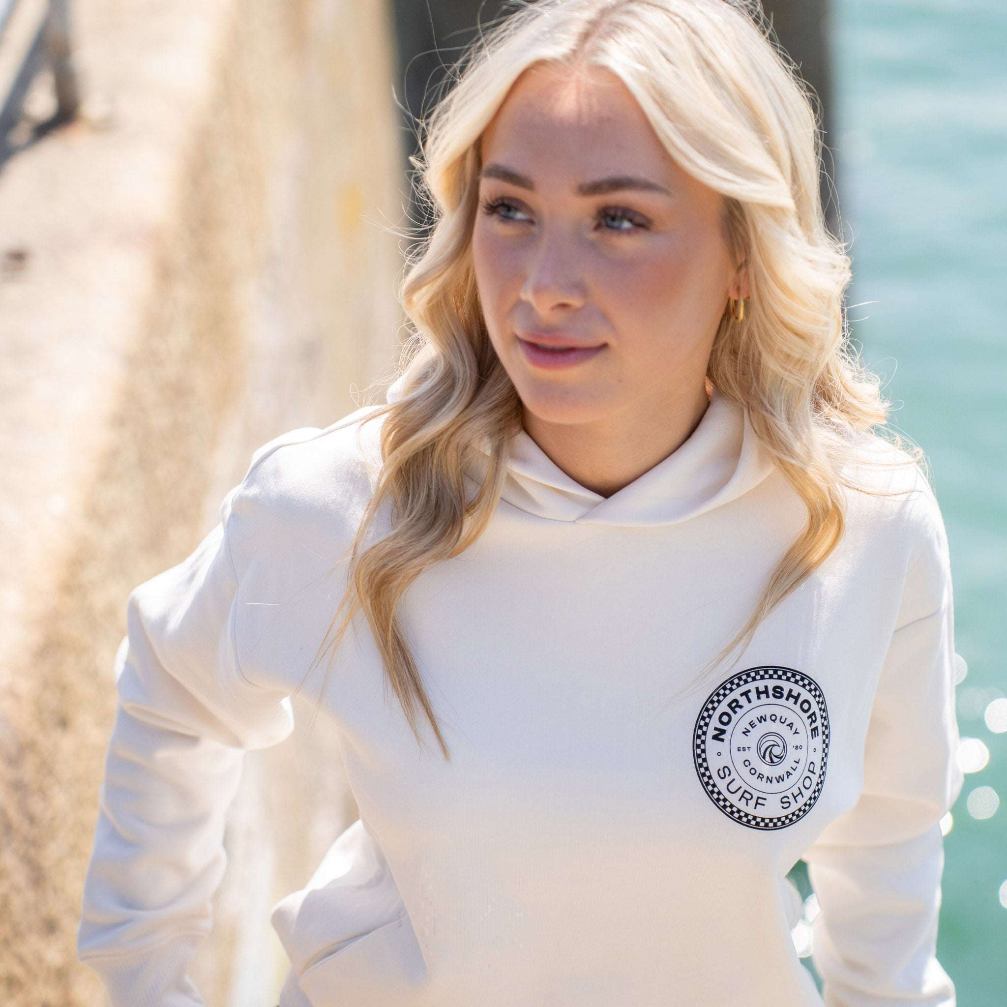 Checkered Hoody - Ivory | Northshore Surf Shop | Hooded Sweatshirt - Northshore Newquay - Surf/Skate