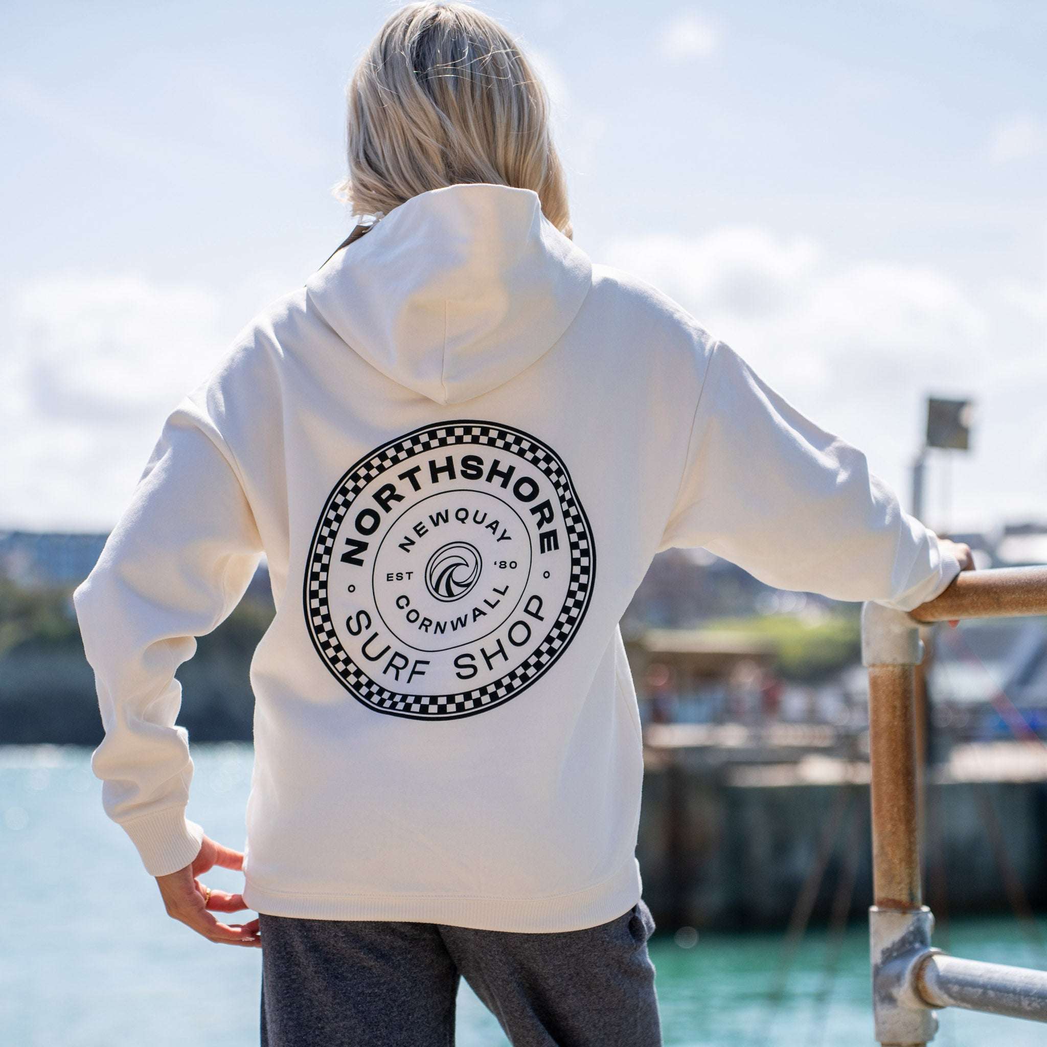 Checkered Hoody - Ivory | Northshore Surf Shop | Hooded Sweatshirt - Northshore Newquay - Surf/Skate