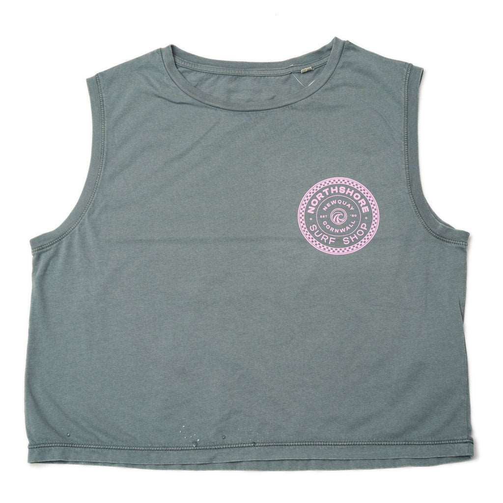 Girls Checkered Cropped Tank-Mineral Grey | Northshore Surf Shop | Tank top - Northshore Newquay - Surf/Skate