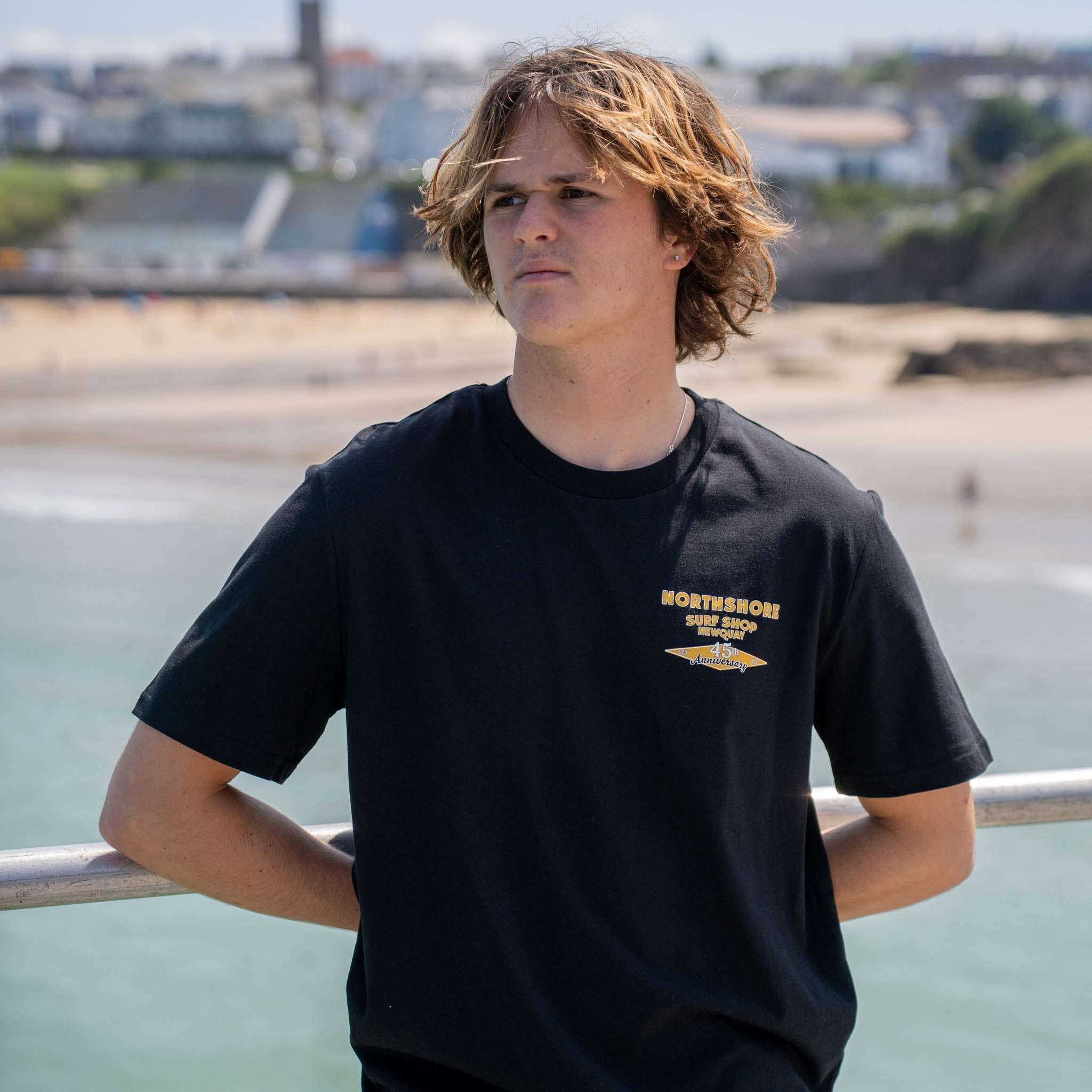 45th Anniversary T-shirt-Black/Multi | Northshore Surf Shop | T Shirt - Northshore Newquay - Surf/Skate