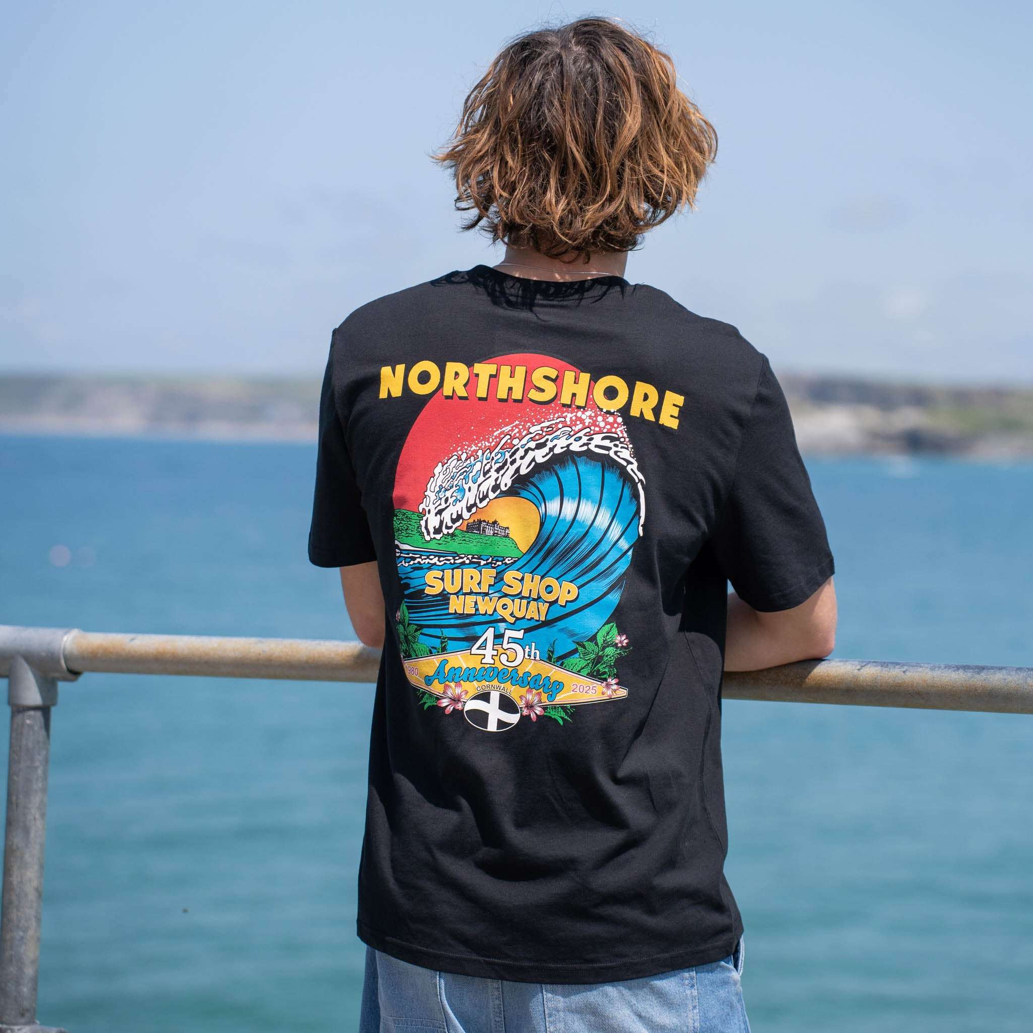 45th Anniversary T-shirt-Black/Multi | Northshore Surf Shop | T Shirt - Northshore Newquay - Surf/Skate