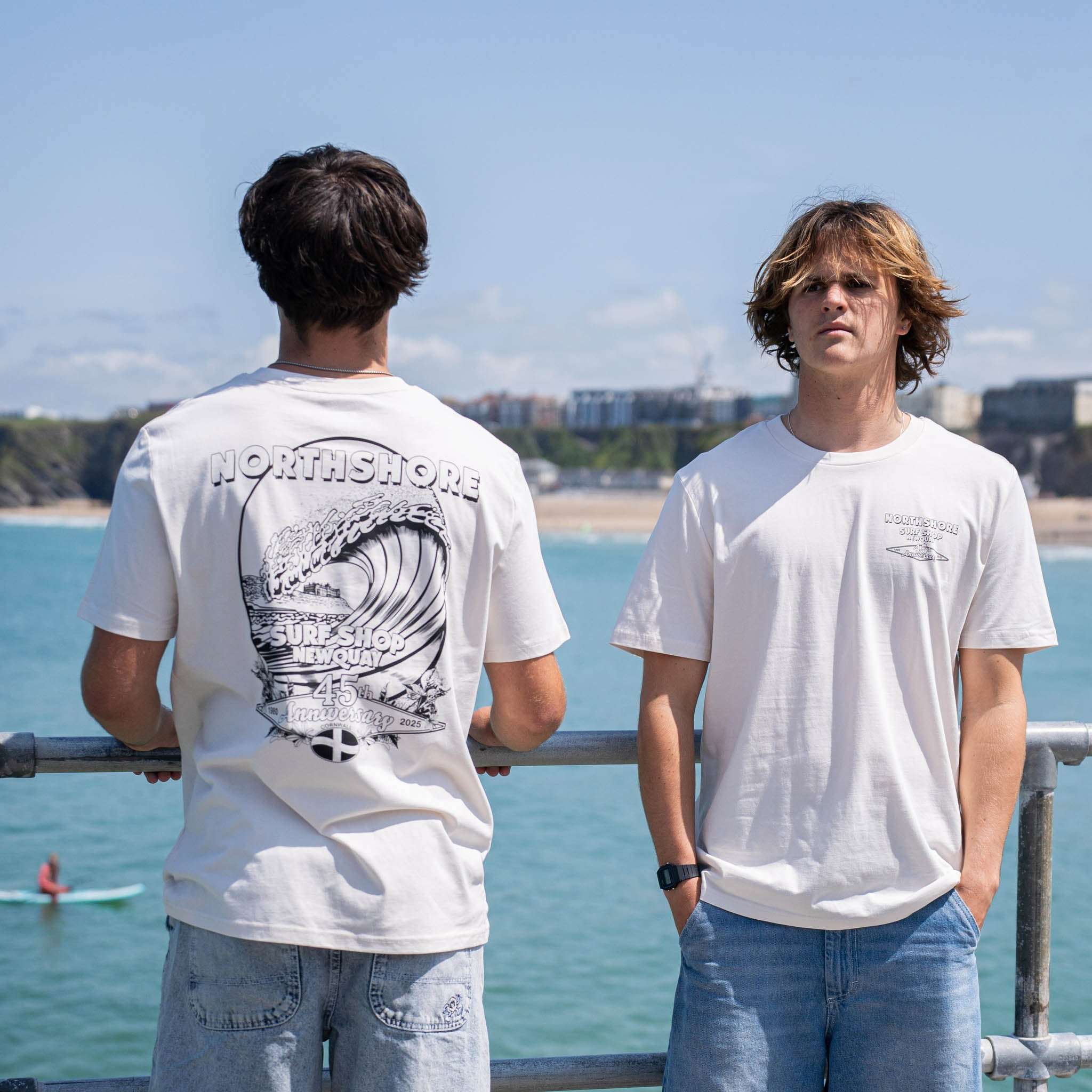 45th Anniversary T-shirt - Colour: Vintage White/Black | Northshore Surf Shop | T Shirt - Northshore Newquay - Surf/Skate