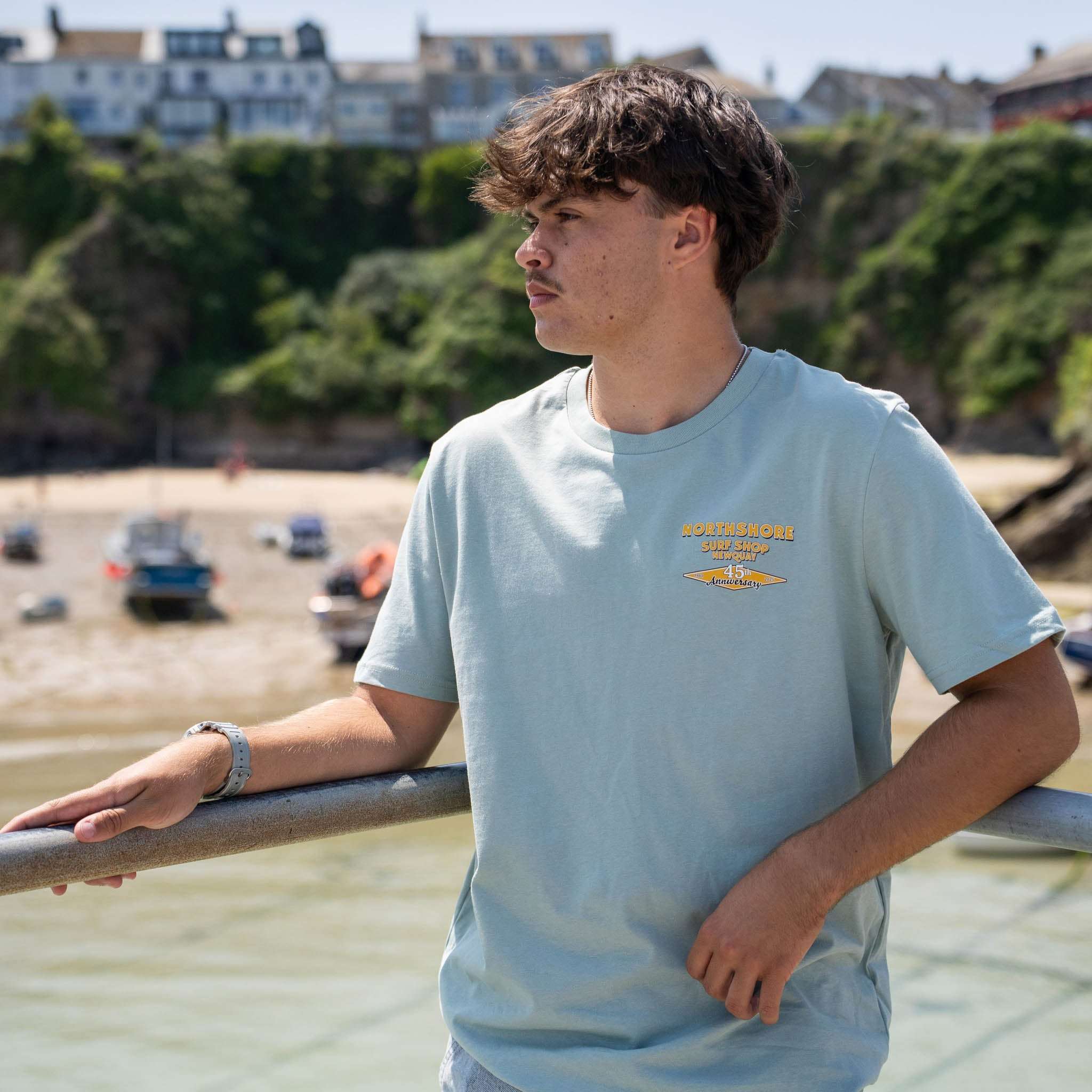 45th Anniversary T-shirt-Aloe/Multi | Northshore Surf Shop | T Shirt - Northshore Newquay - Surf/Skate