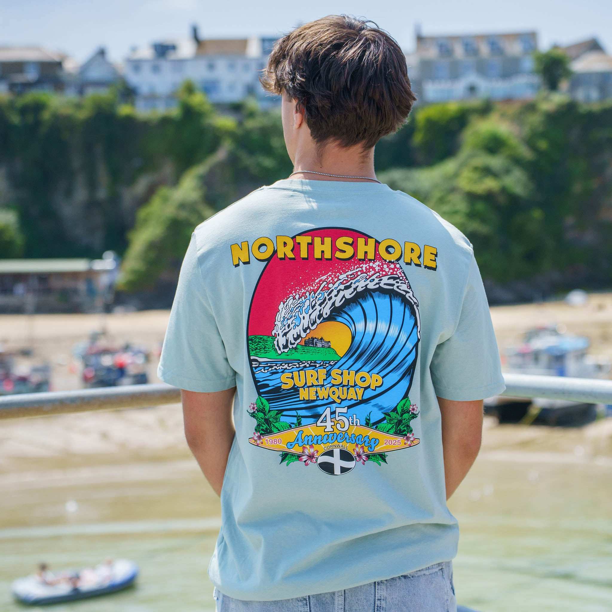 45th Anniversary T-shirt-Aloe/Multi | Northshore Surf Shop | T Shirt - Northshore Newquay - Surf/Skate