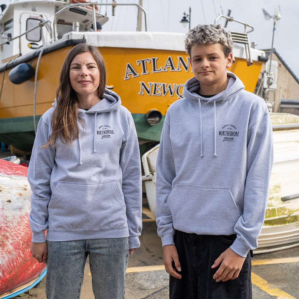 Classic Logo Hoodie | Heather Grey | Northshore Surf Shop | Hooded Sweatshirt - Northshore Newquay - Surf/Skate