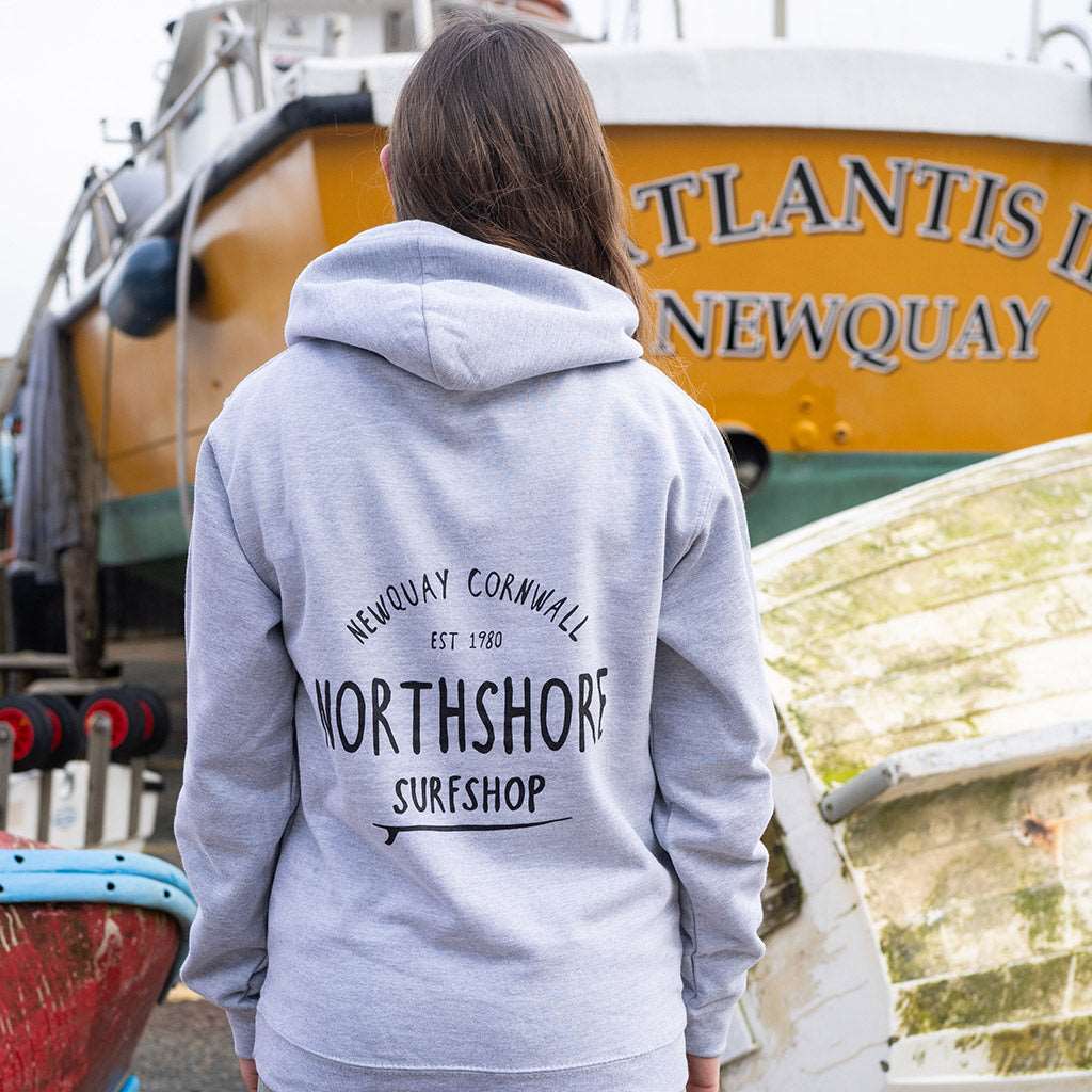 Classic Logo Hoodie | Heather Grey | Northshore Surf Shop | Hooded Sweatshirt - Northshore Newquay - Surf/Skate