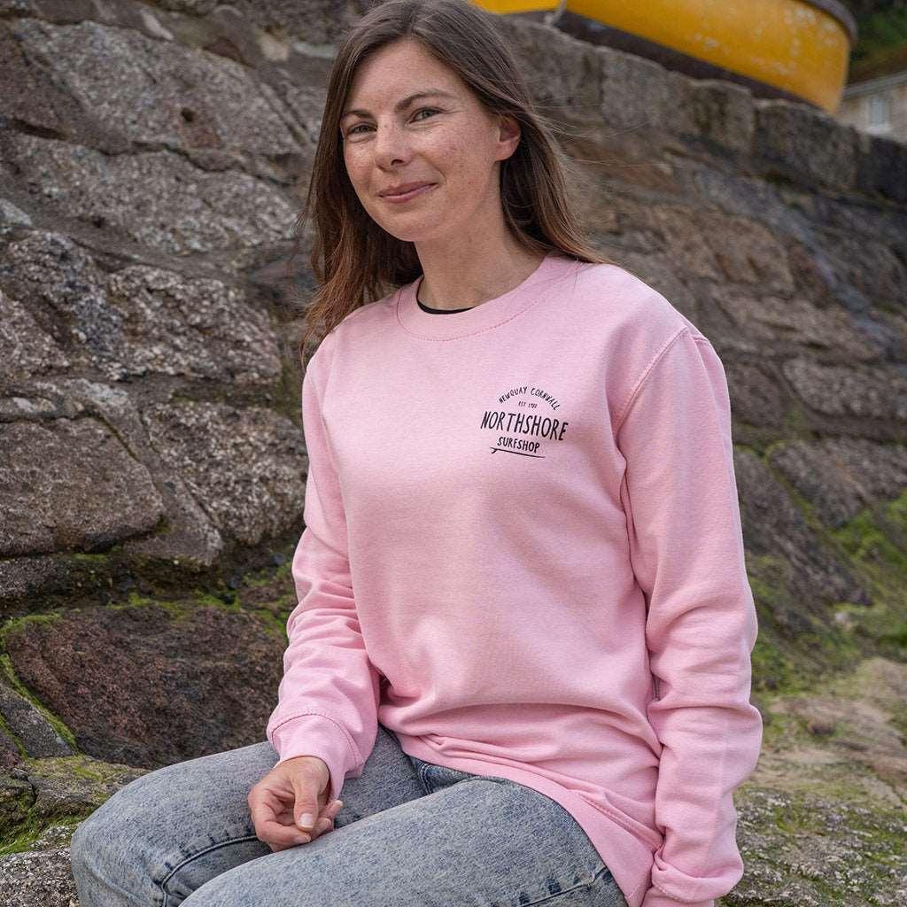 Classic Logo Crew | Baby Pink | Northshore Surf Shop | Sweatshirt - Northshore Newquay - Surf/Skate