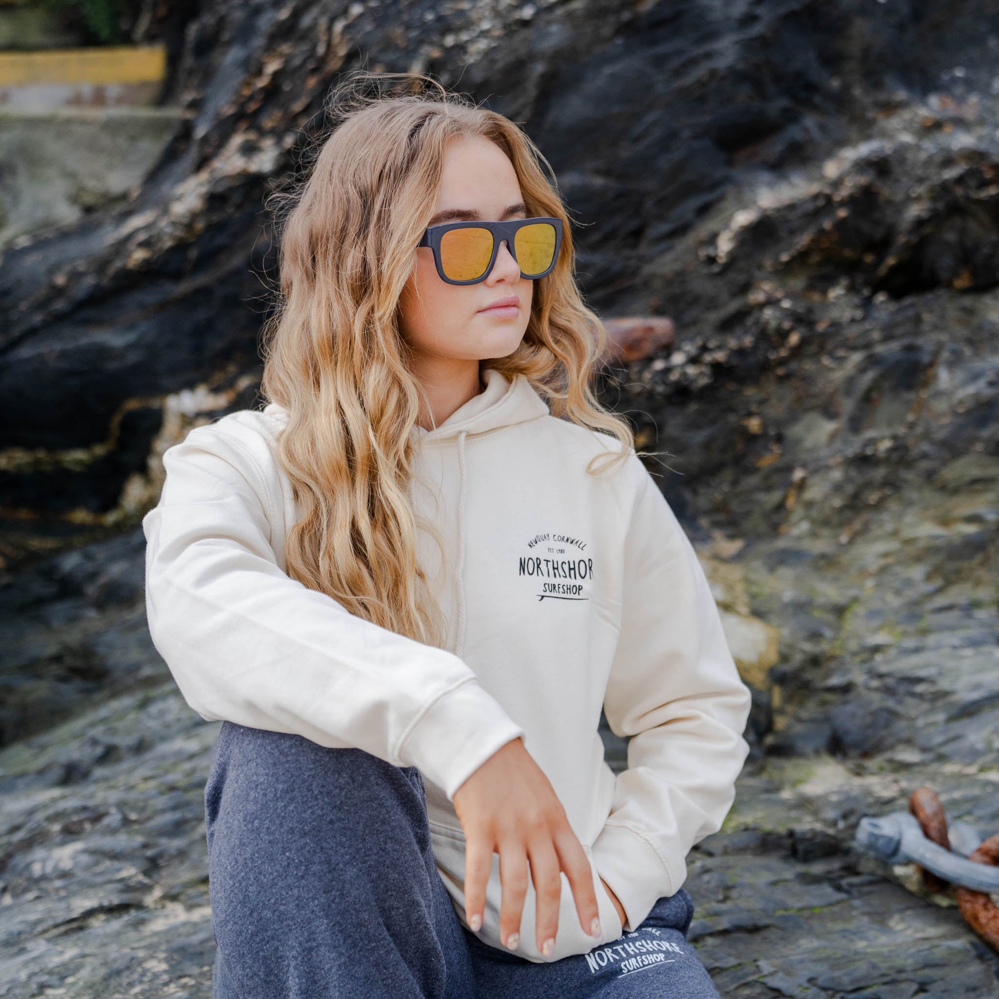 Classic Logo Hoodie | Vanilla Milk | Northshore Surf Shop | Hooded Sweatshirt - Northshore Newquay - Surf/Skate