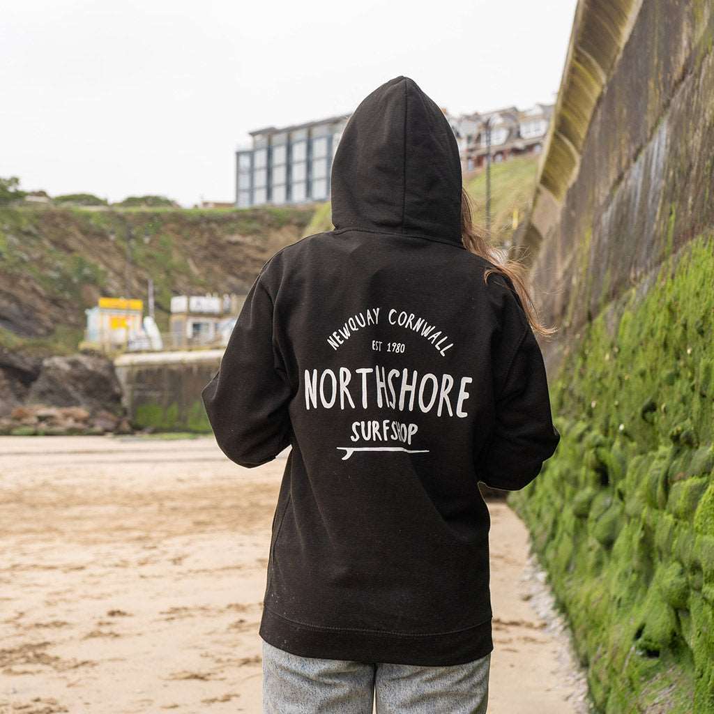 Classic Logo Hoodie | Black | Northshore Surf Shop | Hooded Sweatshirt - Northshore Newquay - Surf/Skate
