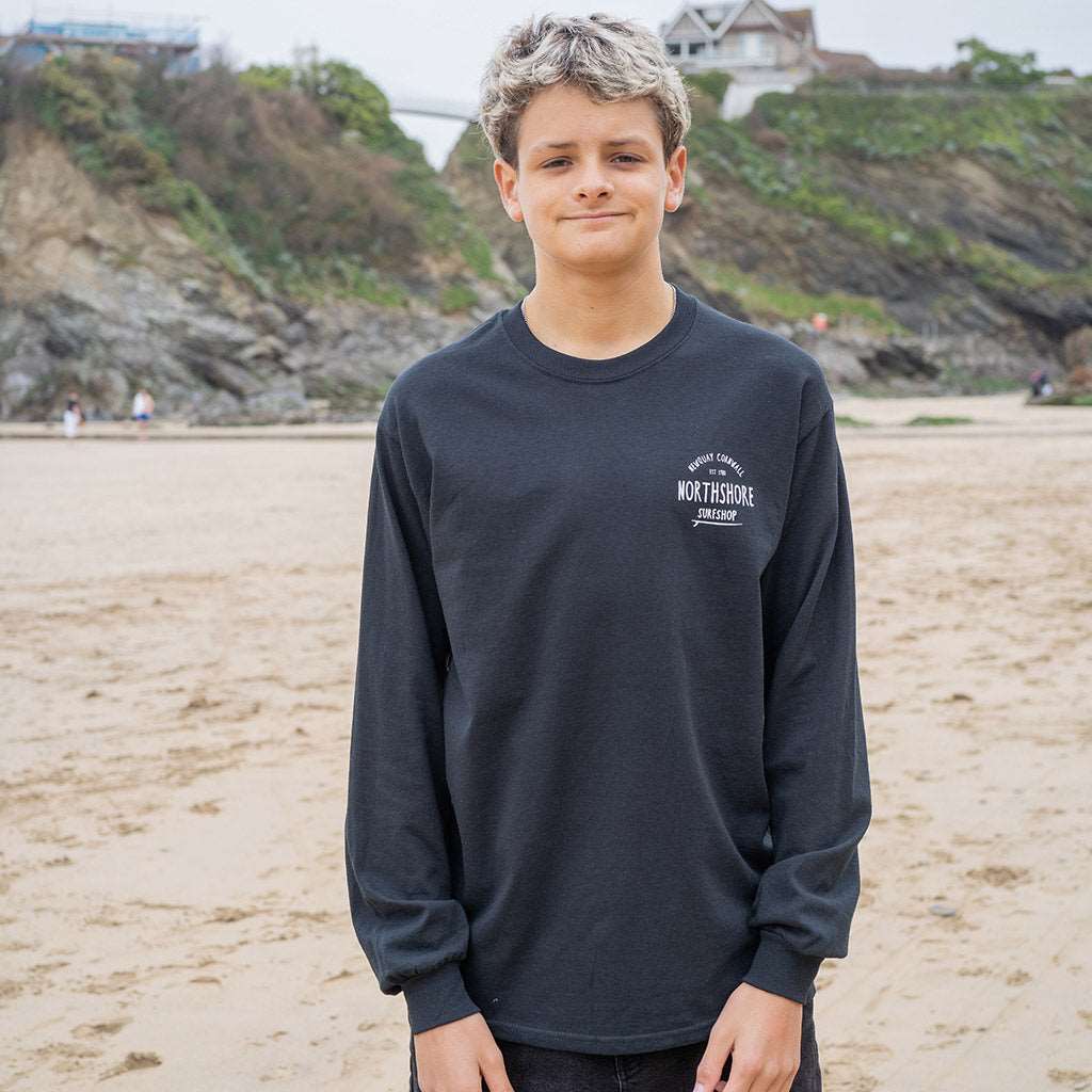 Classic Logo LS T Shirt | Black | Northshore Surf Shop | Long Sleeve T Shirt - Northshore Newquay - Surf/Skate