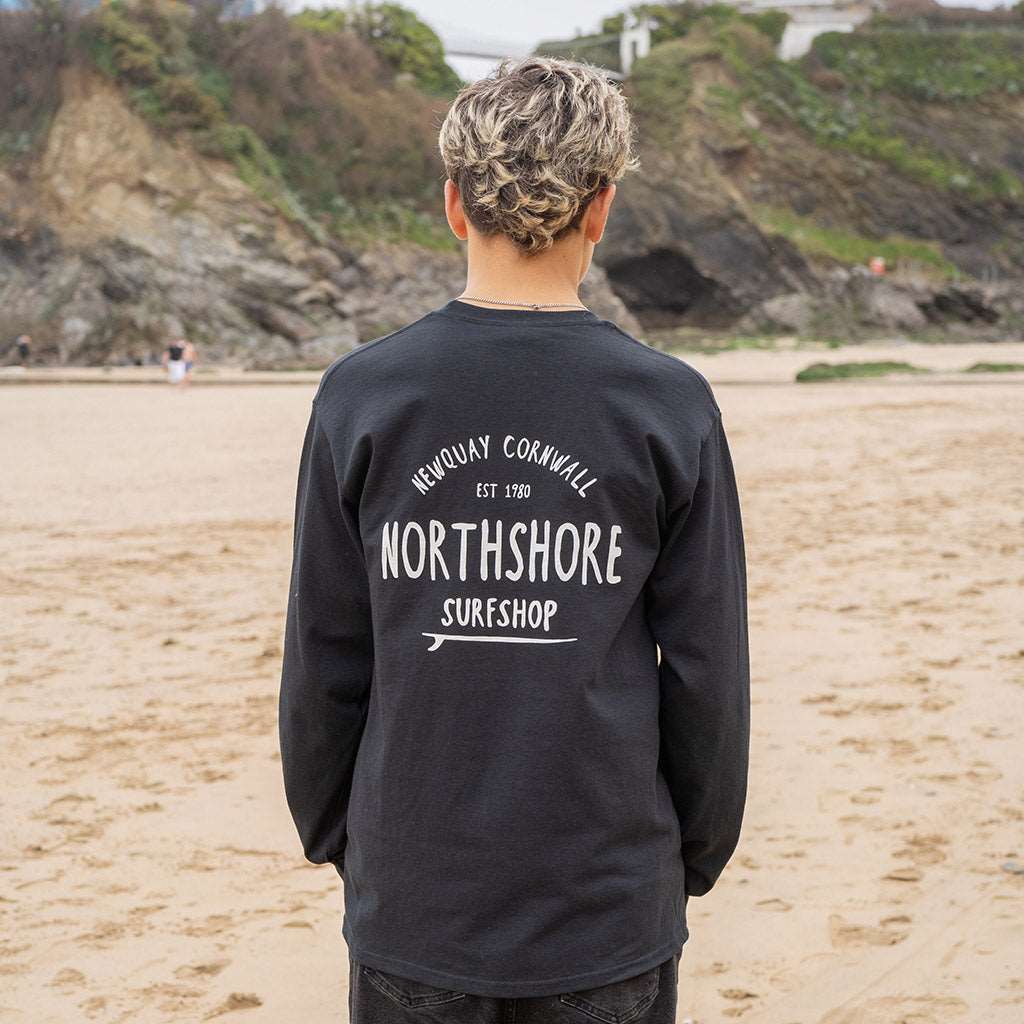 Classic Logo LS T Shirt | Black | Northshore Surf Shop | Long Sleeve T Shirt - Northshore Newquay - Surf/Skate