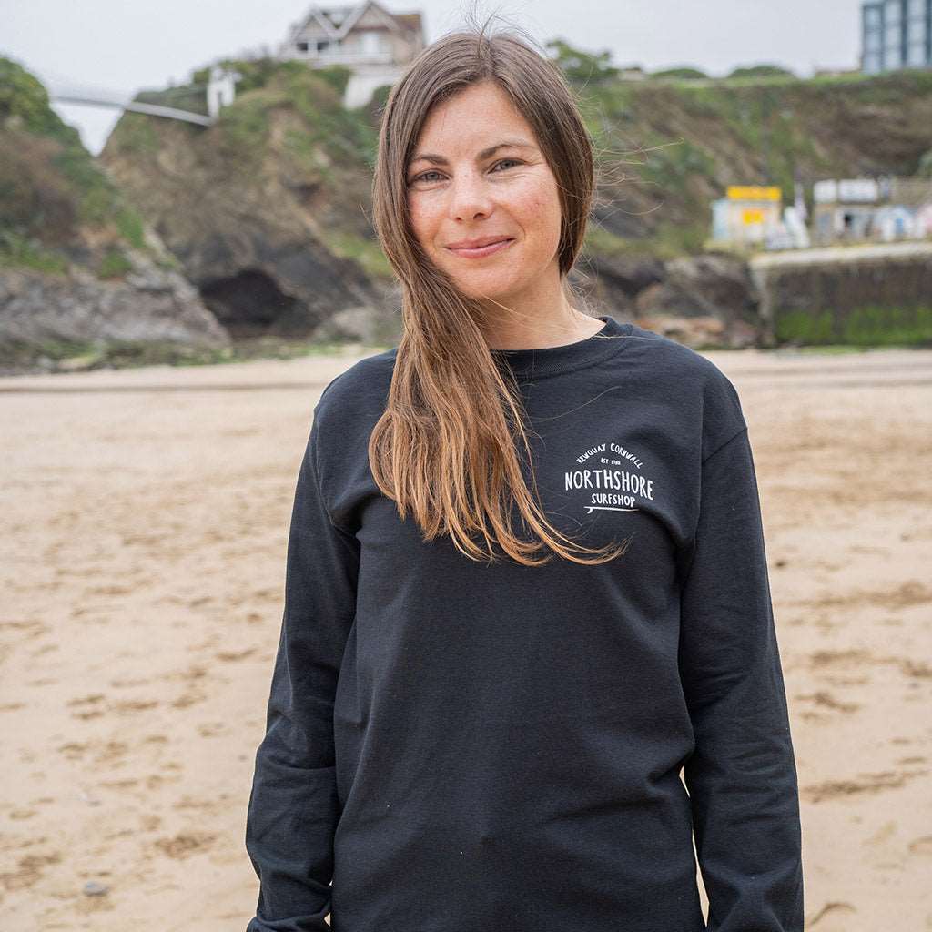 Classic Logo LS T Shirt | Black | Northshore Surf Shop | Long Sleeve T Shirt - Northshore Newquay - Surf/Skate
