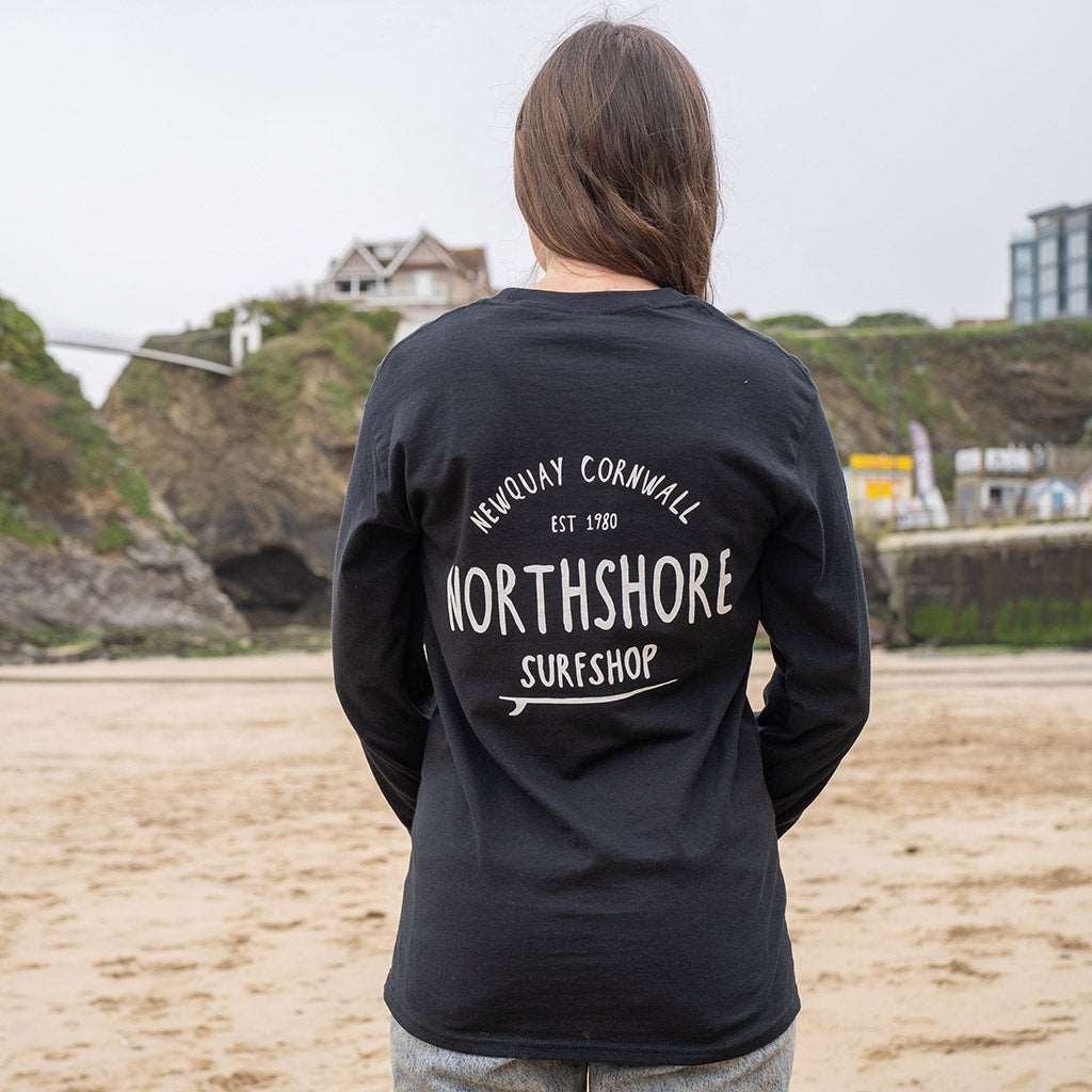 Classic Logo LS T Shirt | Black | Northshore Surf Shop | Long Sleeve T Shirt - Northshore Newquay - Surf/Skate