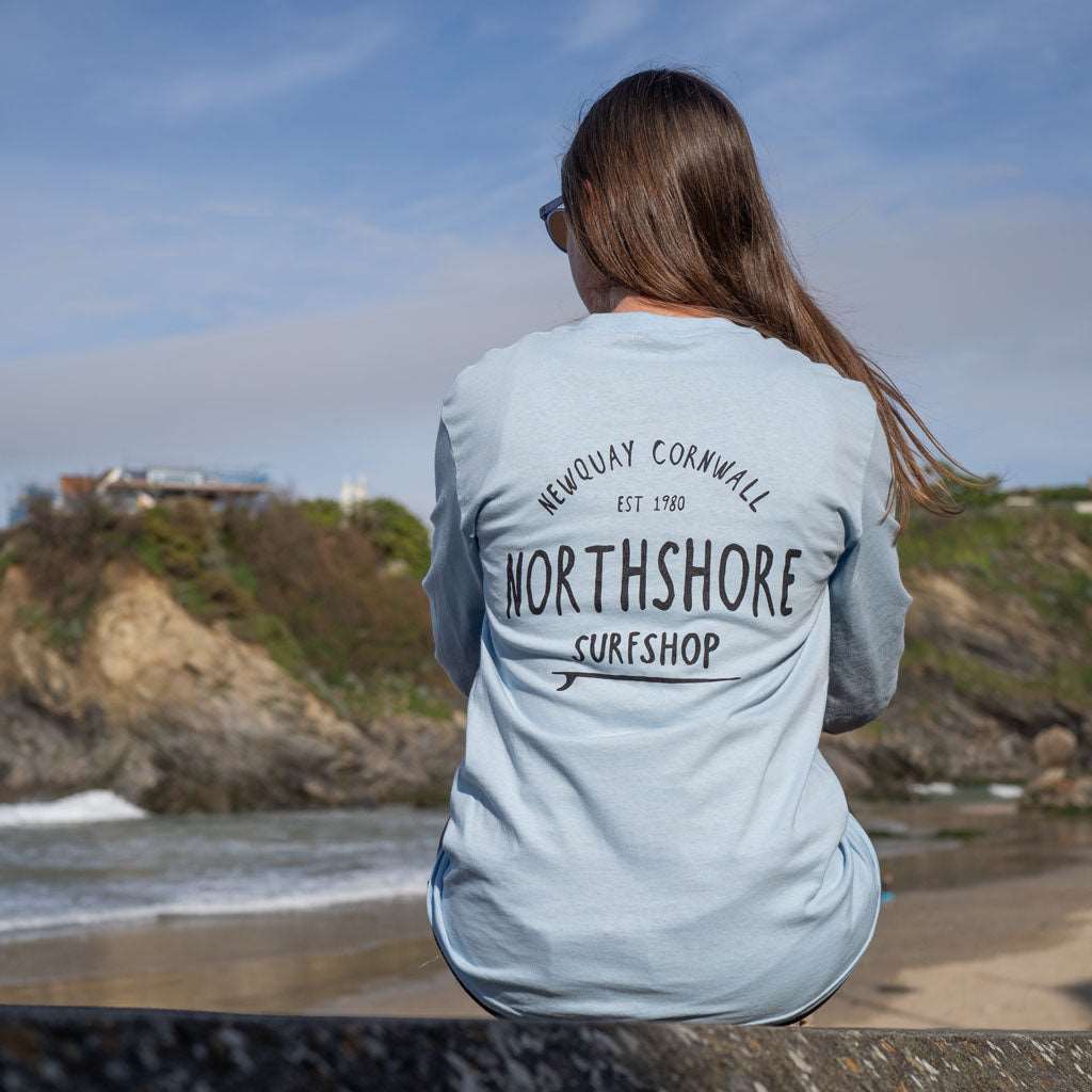 Classic Logo LS T Shirt | Light Blue | Northshore Surf Shop | Long Sleeve T Shirt - Northshore Newquay - Surf/Skate