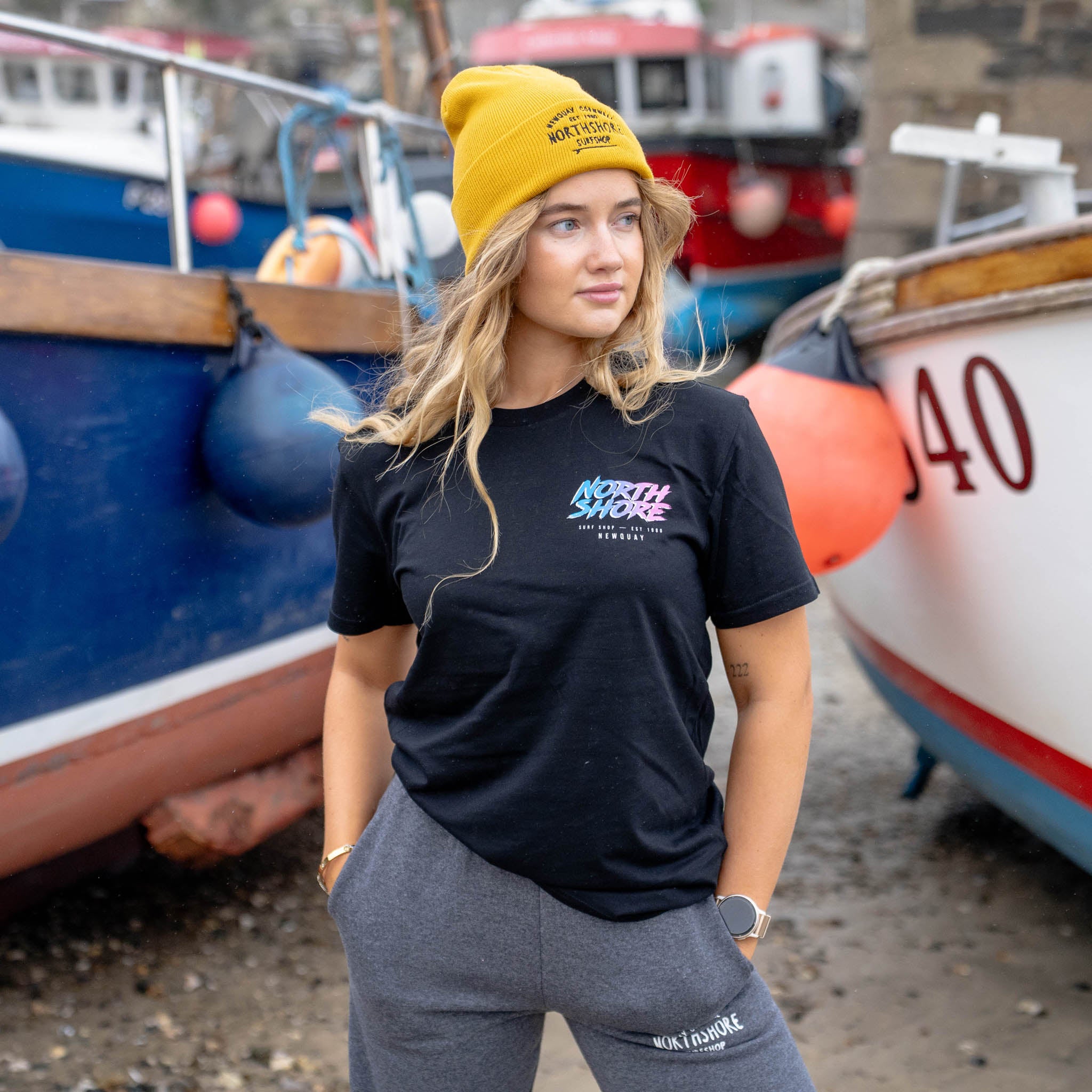 80’s Fade Black T Shirt- Black | Northshore Surf Shop | T Shirt - Northshore Newquay - Surf/Skate