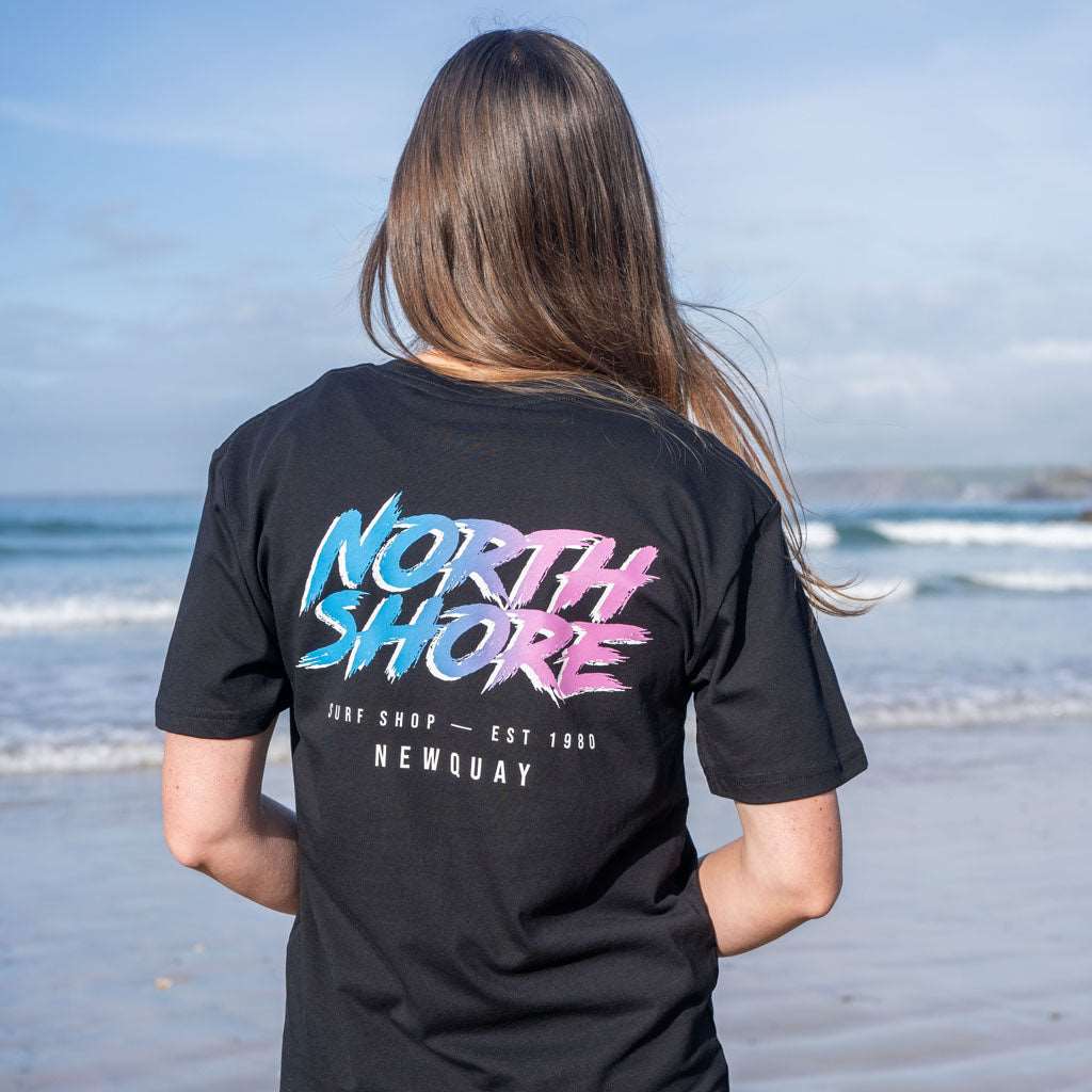 80’s Fade Black T Shirt- Black | Northshore Surf Shop | T Shirt - Northshore Newquay - Surf/Skate