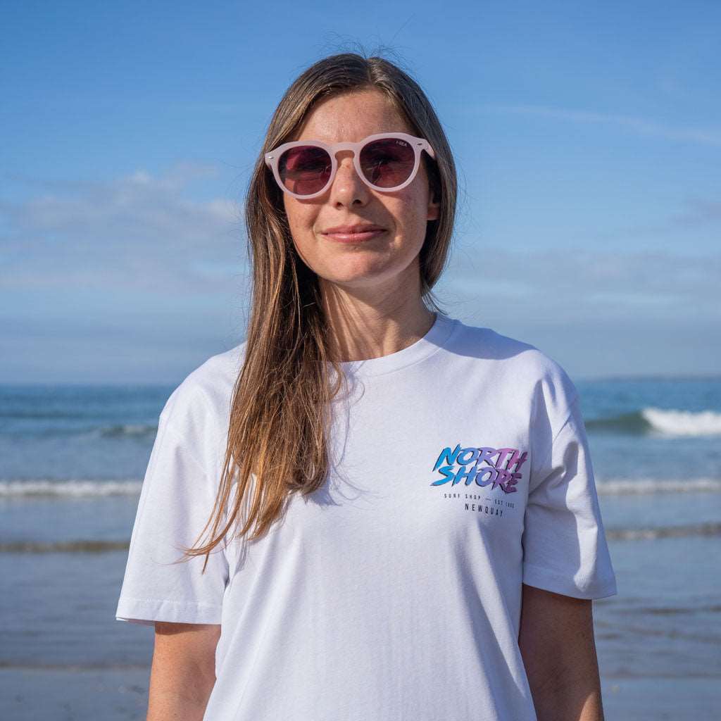 80’s Fade White T Shirt- White | Northshore Surf Shop | T Shirt - Northshore Newquay - Surf/Skate