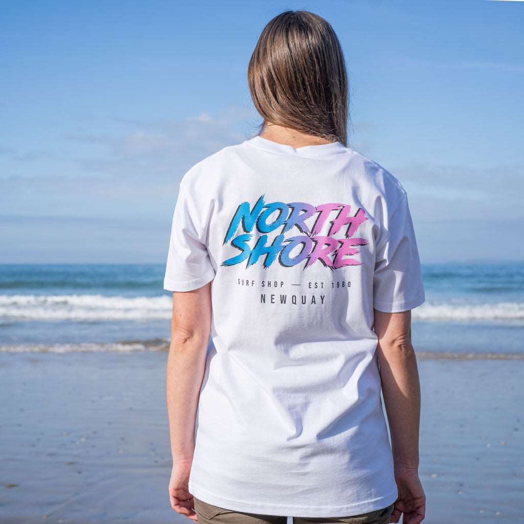 80’s Fade White T Shirt- White | Northshore Surf Shop | T Shirt - Northshore Newquay - Surf/Skate
