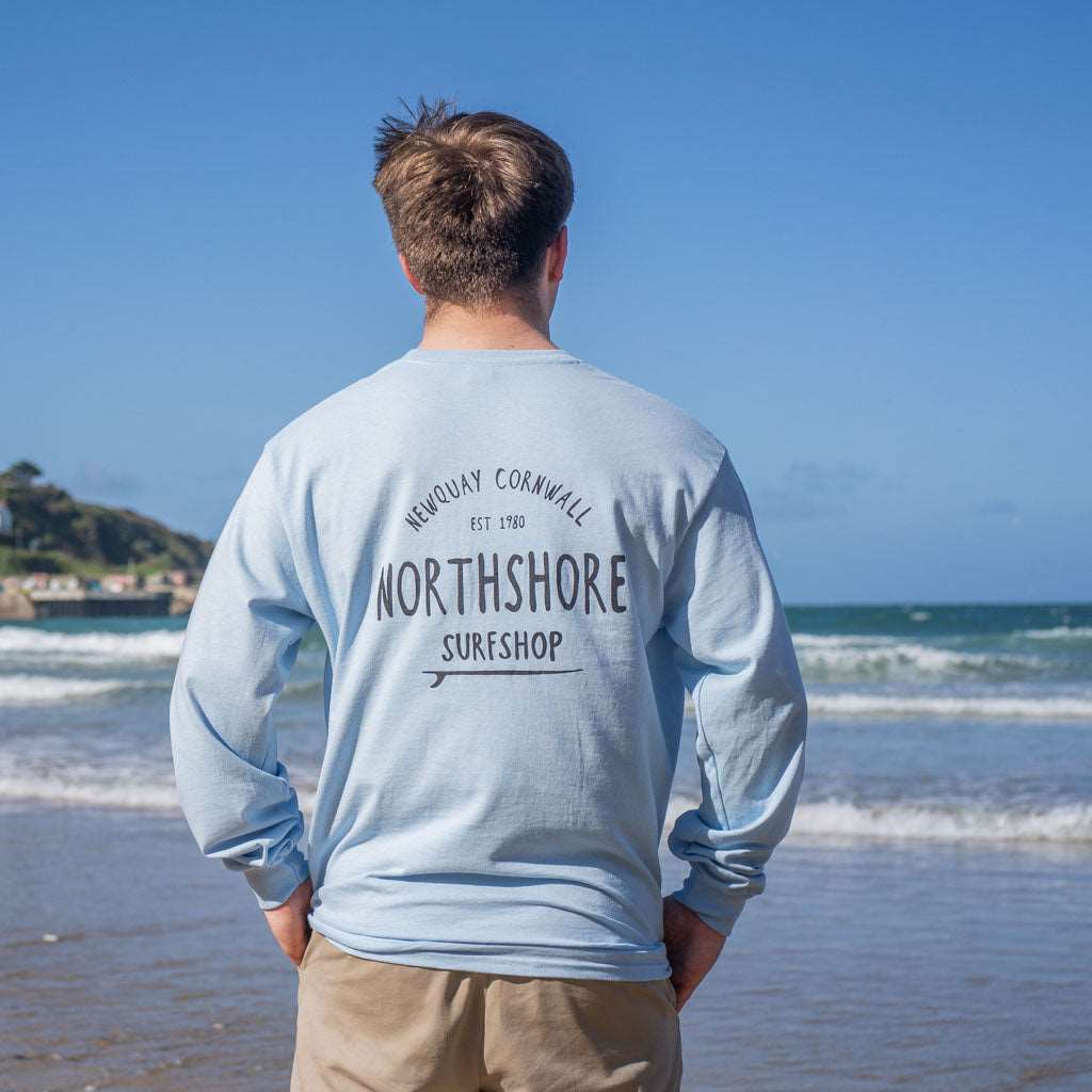 Classic Logo LS T Shirt | Light Blue | Northshore Surf Shop | Long Sleeve T Shirt - Northshore Newquay - Surf/Skate