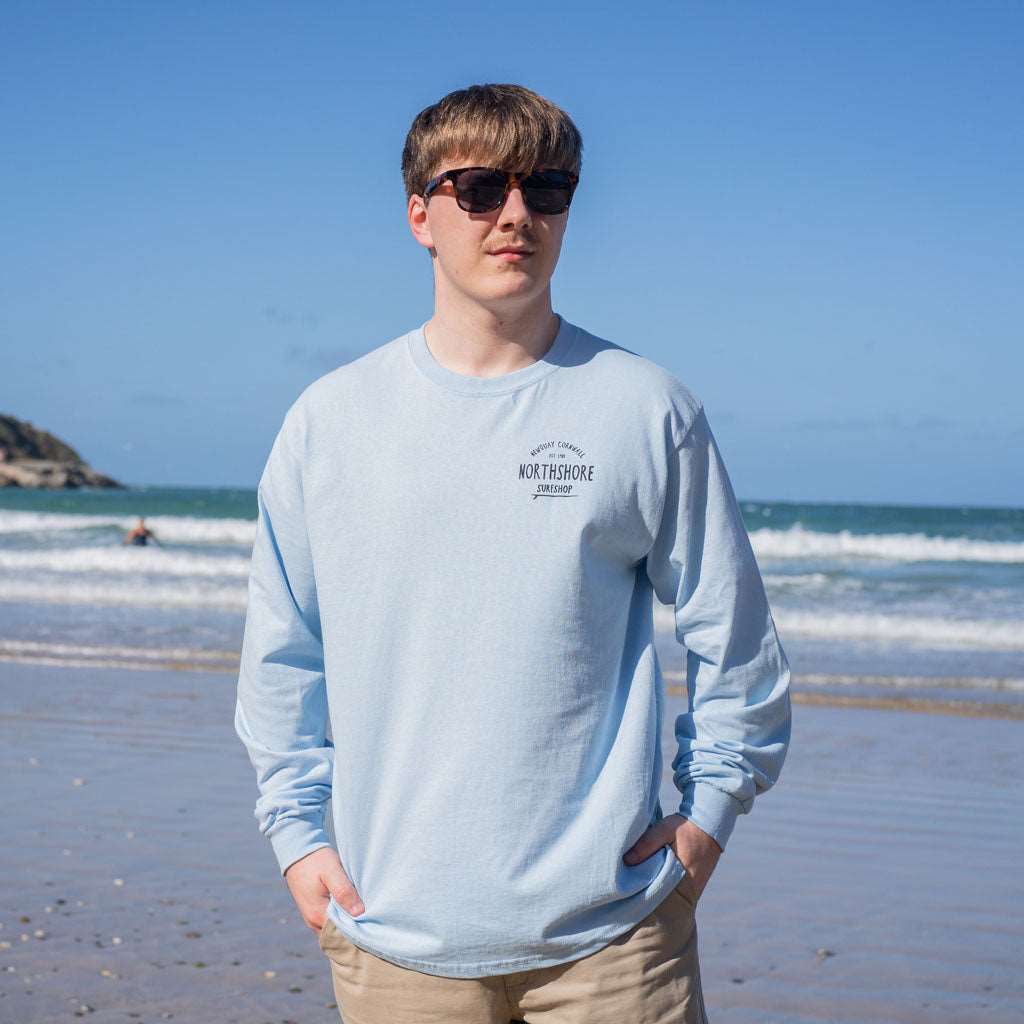 Classic Logo LS T Shirt | Light Blue | Northshore Surf Shop | Long Sleeve T Shirt - Northshore Newquay - Surf/Skate