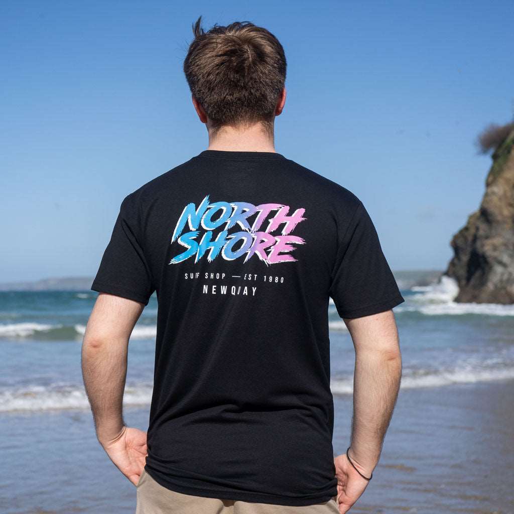 80’s Fade Black T Shirt- Black | Northshore Surf Shop | T Shirt - Northshore Newquay - Surf/Skate