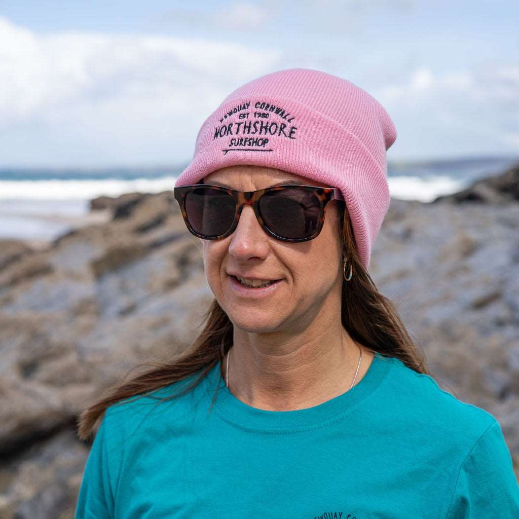 Classic Logo Embroidered Beanie Baby Pink | Northshore Surf Shop | Beanie - Northshore Newquay - Surf/Skate