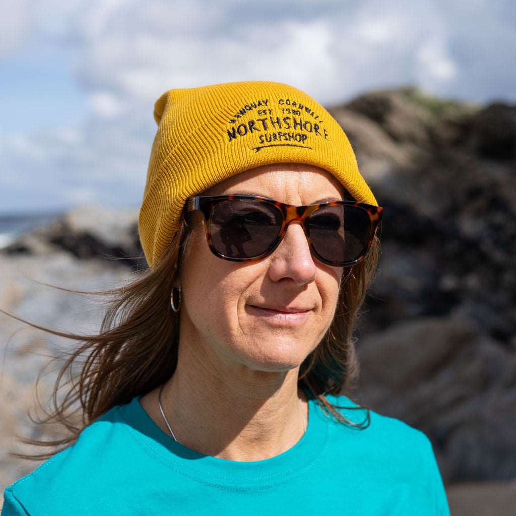 Classic Logo Embroidered Beanie Mustard | Northshore Surf Shop | Beanie - Northshore Newquay - Surf/Skate