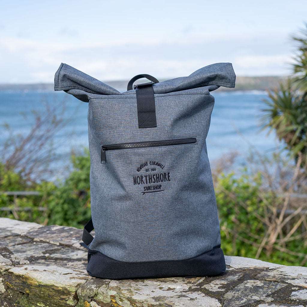 Canvas Roll Top Backpack Charcoal Grey | Northshore Surf Shop | Backpacks - Northshore Newquay - Surf/Skate