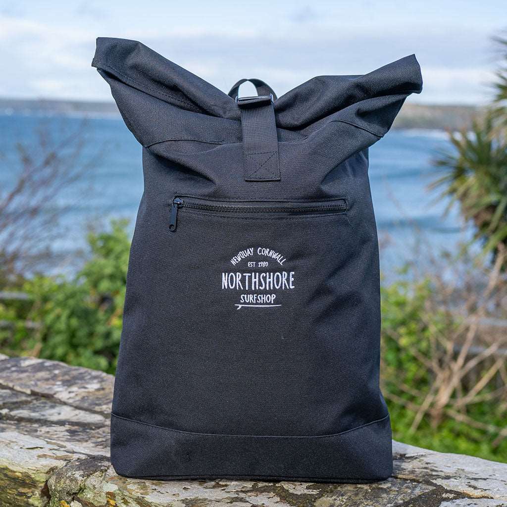 Canvas Roll Top Backpack Black | Northshore Surf Shop | Backpacks - Northshore Newquay - Surf/Skate