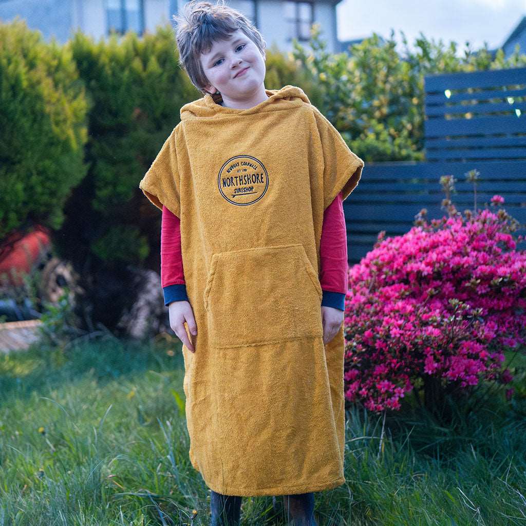 Kids Towelling Changing Robe | Age 9 - 12 Mustard | Northshore Surf Shop | Changing Robe