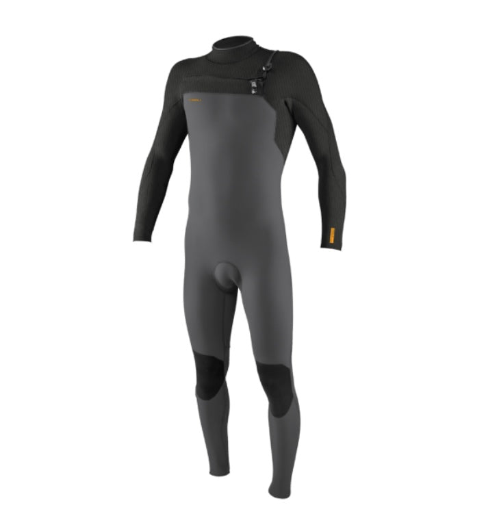 MENS O’NEILL HYPERFREAK 4/3 CHEST ZIP FULL WETSUIT - Smoke / Raven