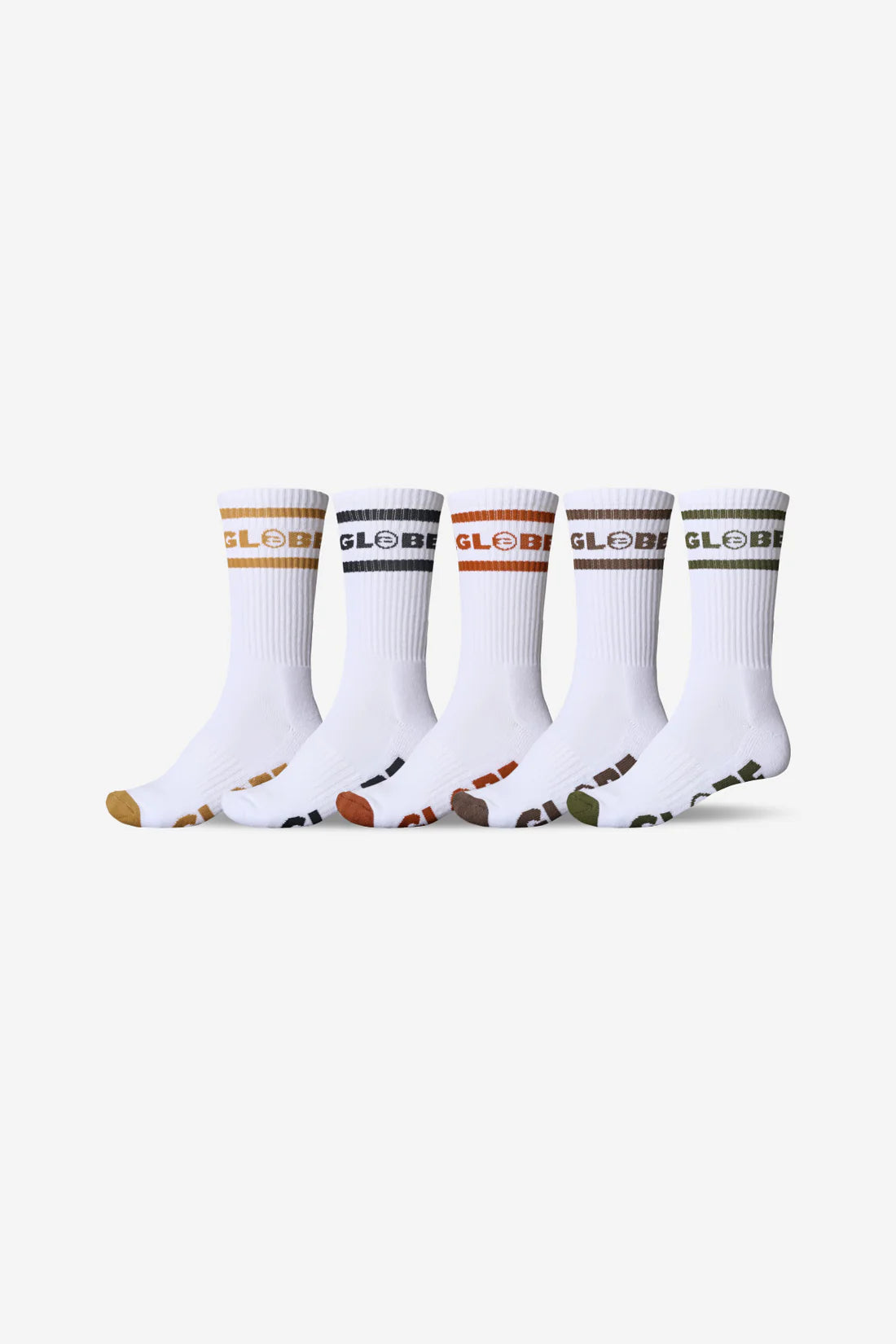 Globe Tilt Hi Crew Sock 5 Pack - White/Assorted | Globe | Sports socks