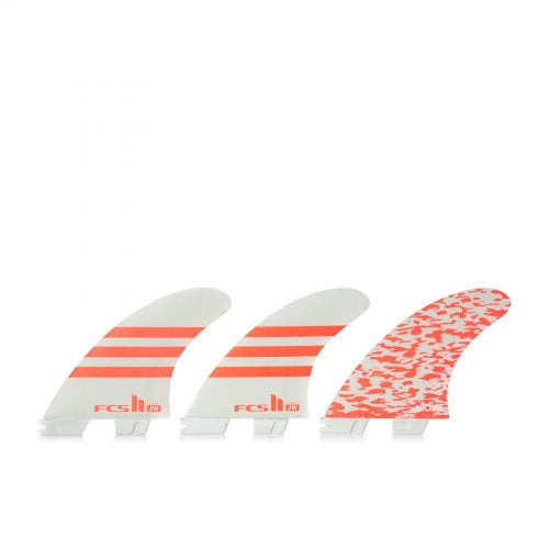 FCS II JULIAN WILSON PC AIRCORE THRUSTER SURFBOARD FINS (White / Orange) L | FCS | Thrusters