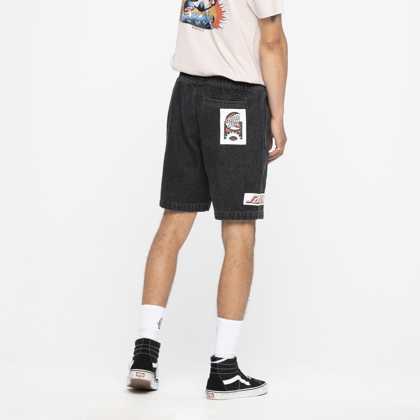 Santa Cruz Seeing Moon Dot Walk short- Black Wash Denim | Santa Cruz |