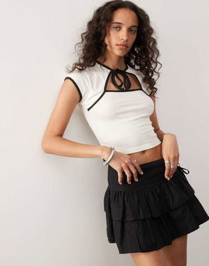 Vans Kari Tie Neck Top-Classic White/black | Vans | crop Top