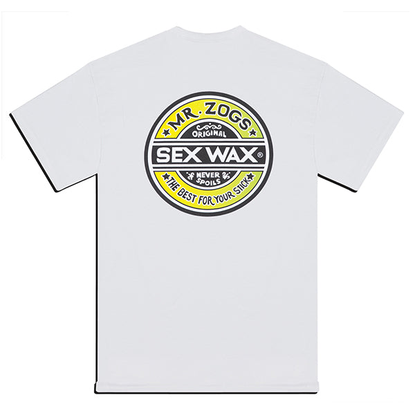Mr Zogs Sex Wax T-Shirt-Fade-White/Yellow | Mr Zogs Sex Wax | - Northshore Newquay - Surf/Skate Shop