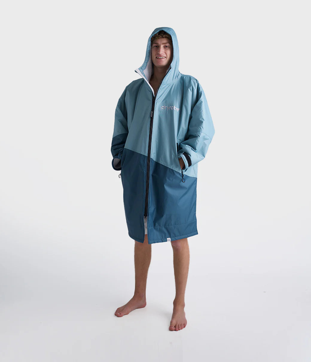 Dryrobe Advance Long Sleeve Contrast - Blue/Light Grey | Dryrobe | - Northshore Newquay - Surf/Skate Shop