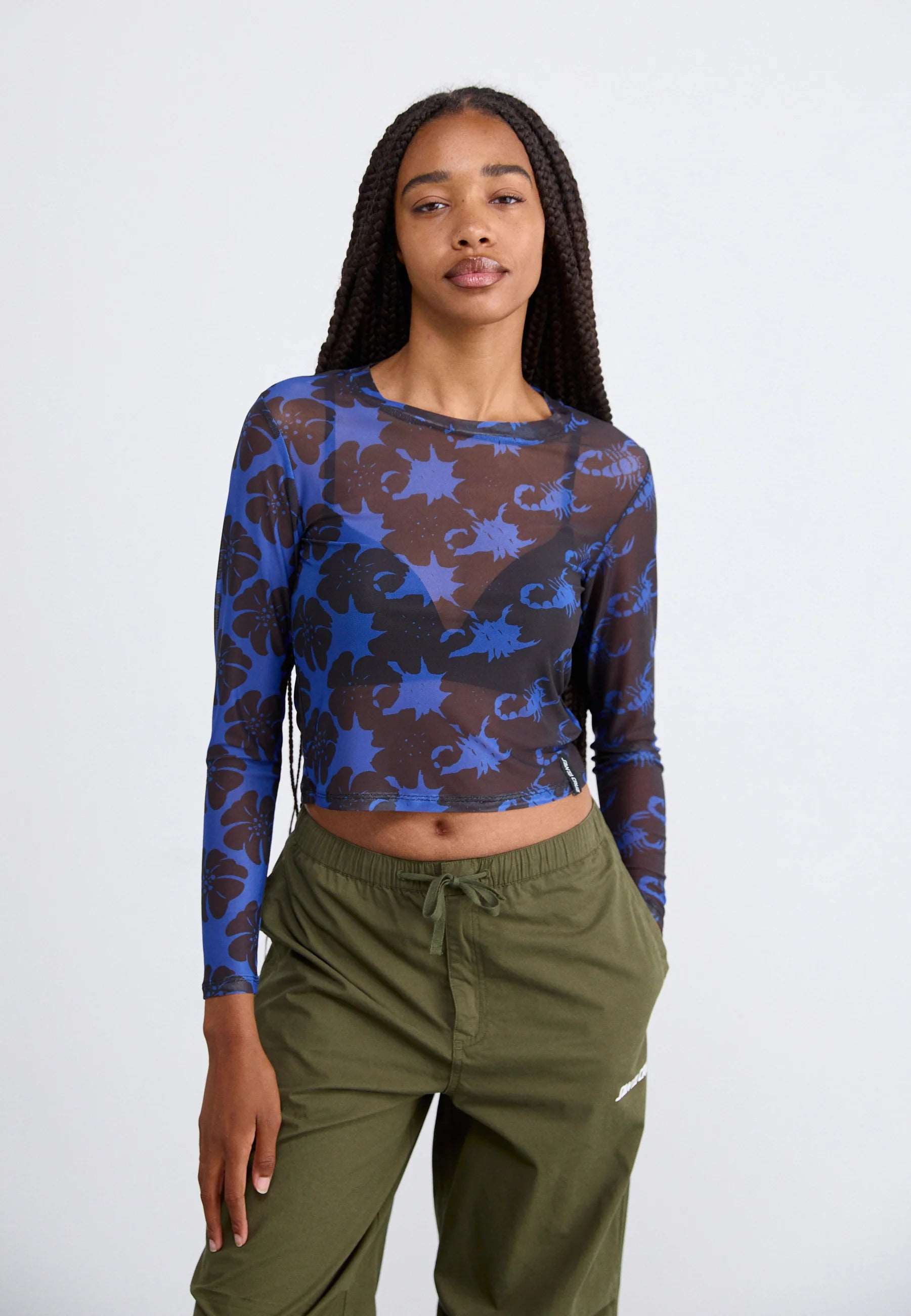 Santa Cruz Women's Top Strip Digi Mesh Long sleeve top-Blue/Black | Santa Cruz |