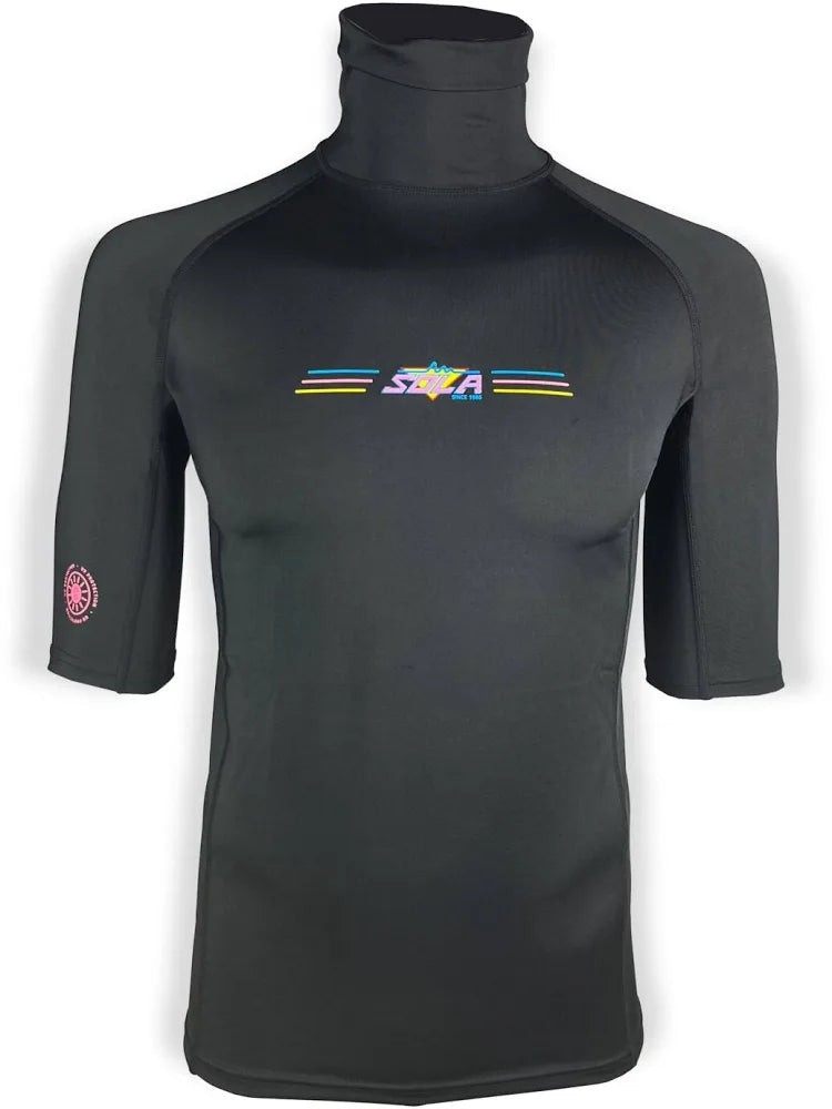 Sola Junior Short Sleeve Rash Vest - Retro Black | Sola | - Northshore Newquay - Surf/Skate Shop