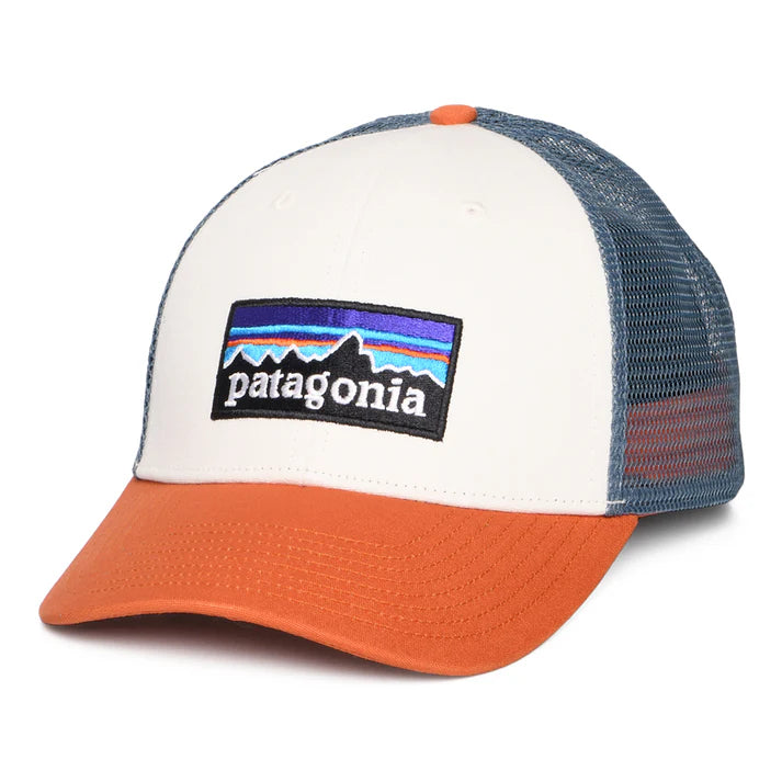 Patagonia P-6 Logo LoPro Trucker Hat White W Redtail Rust | Patagonia | - Northshore Newquay - Surf/Skate Shop