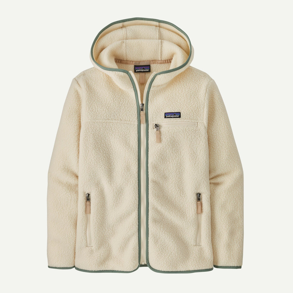 Patagonia Women's Retro Pile Fleece Hoody- Natural w/Ellwood Green XL | Patagonia | Fleece