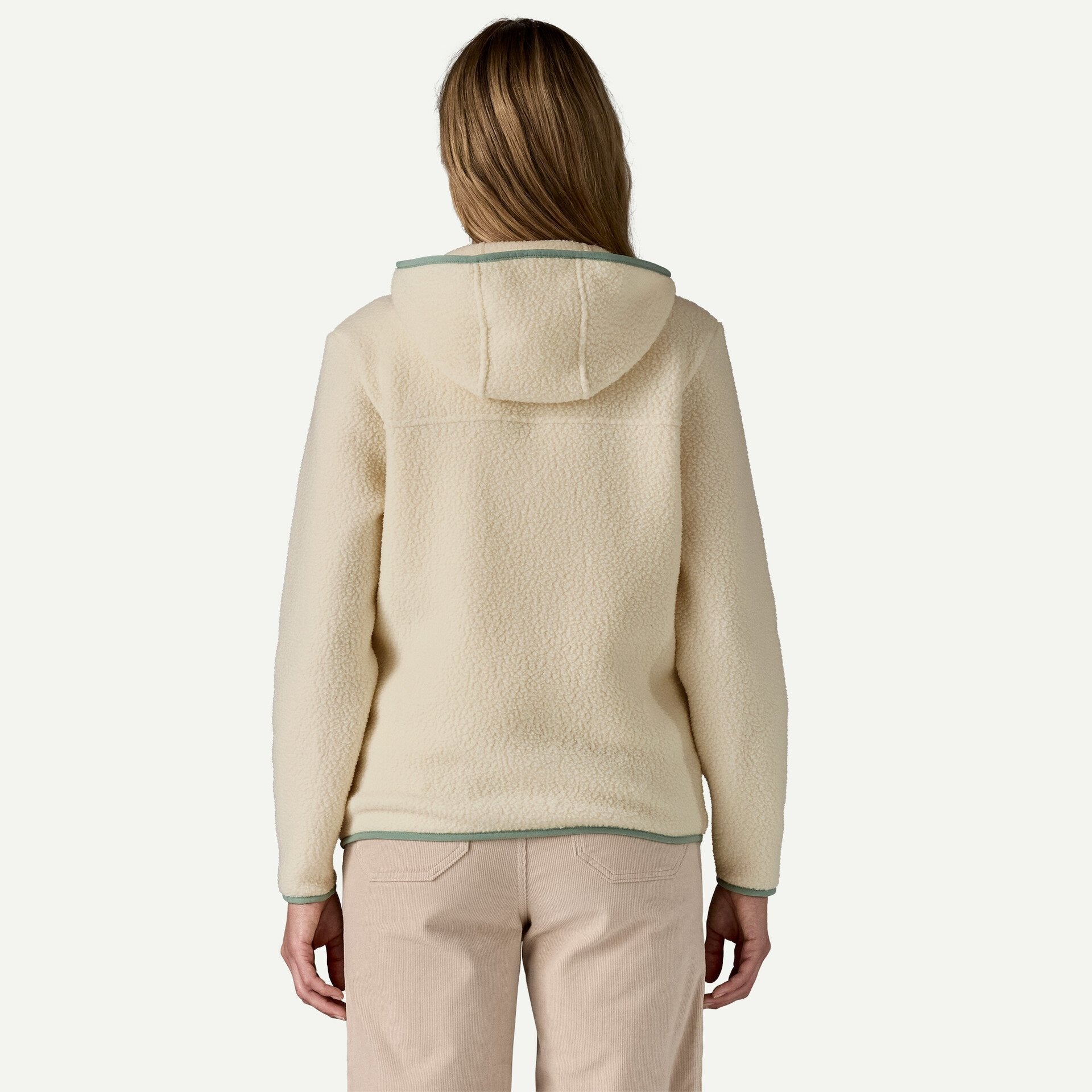 Patagonia Women's Retro Pile Fleece Hoody- Natural w/Ellwood Green | Patagonia | Fleece