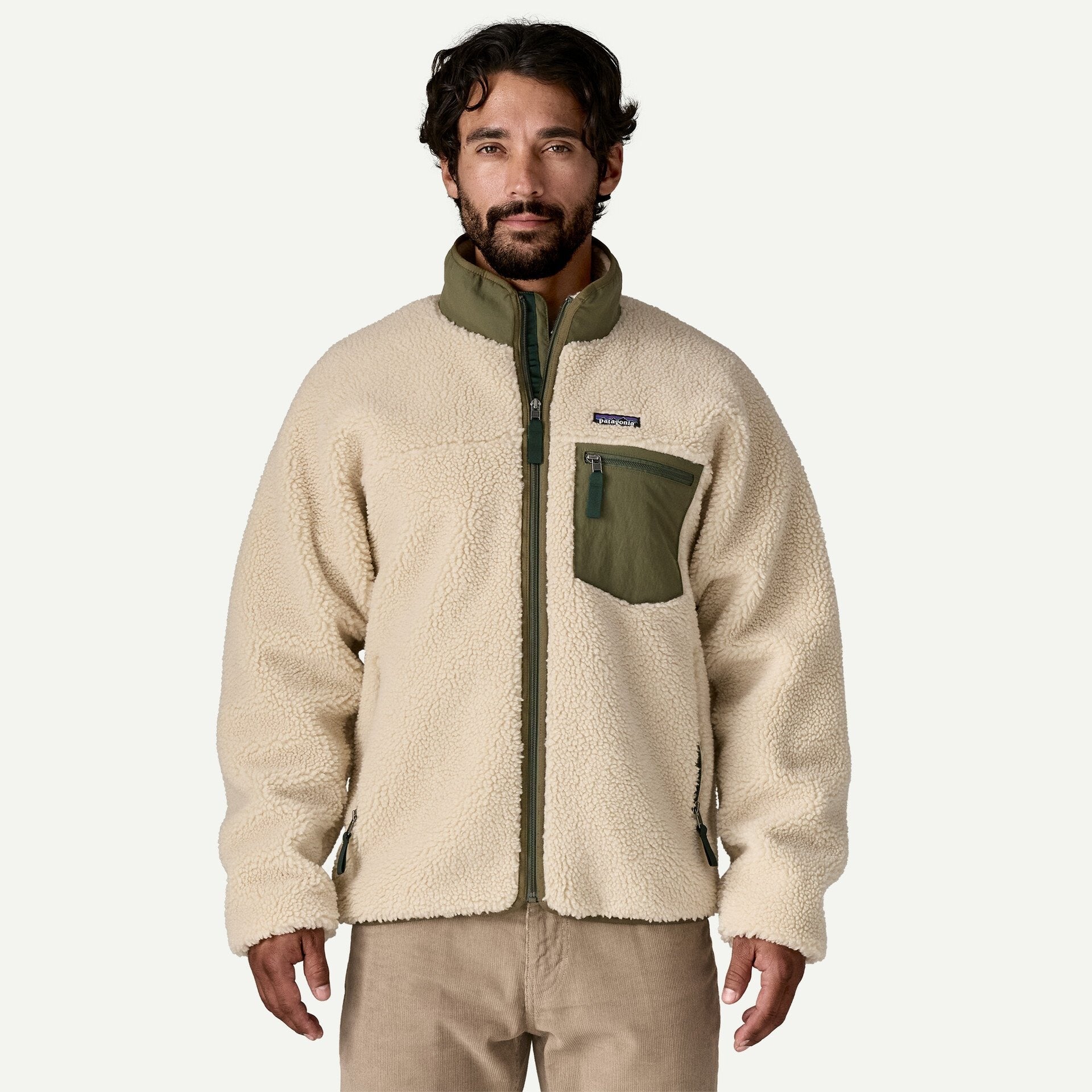 Patagonia Men's Classic Retro-X® Fleece Jacket=Dark Natural w/Basin Green | Patagonia |