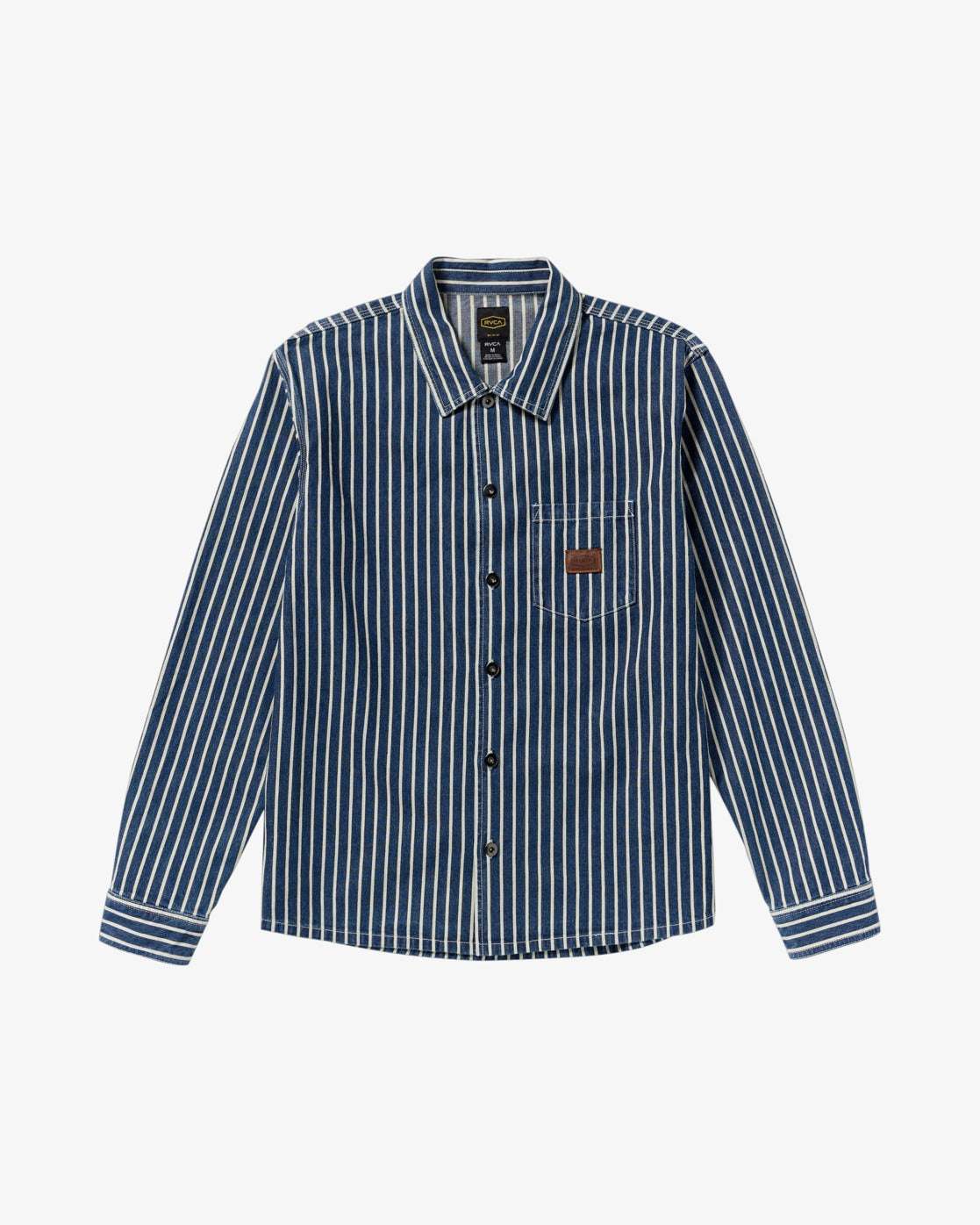 RVCA Dayshift Hickory Canvas Overshirt-Dark Denim | RVCA | Shirt - Northshore Newquay - Surf/Skate Shop