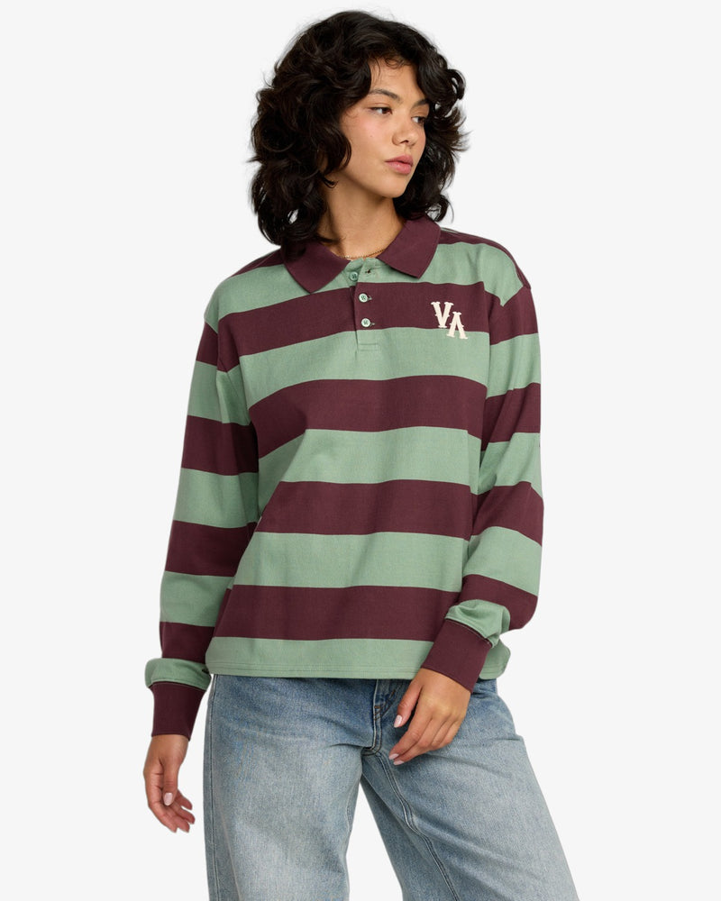 RVCA Long Sleeve Rugby Shirt-Sea Green | RVCA | - Northshore Newquay - Surf/Skate